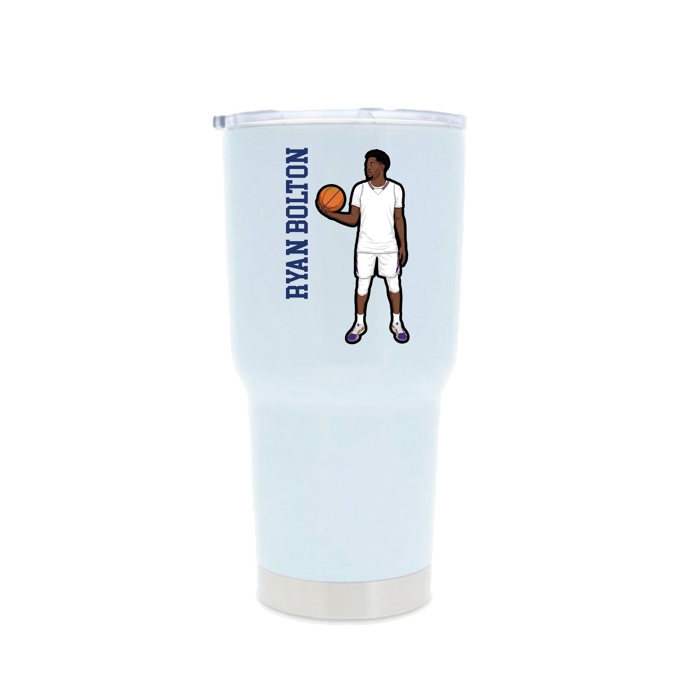 30oz Stainless Steel Tumbler — Name Vertical in White