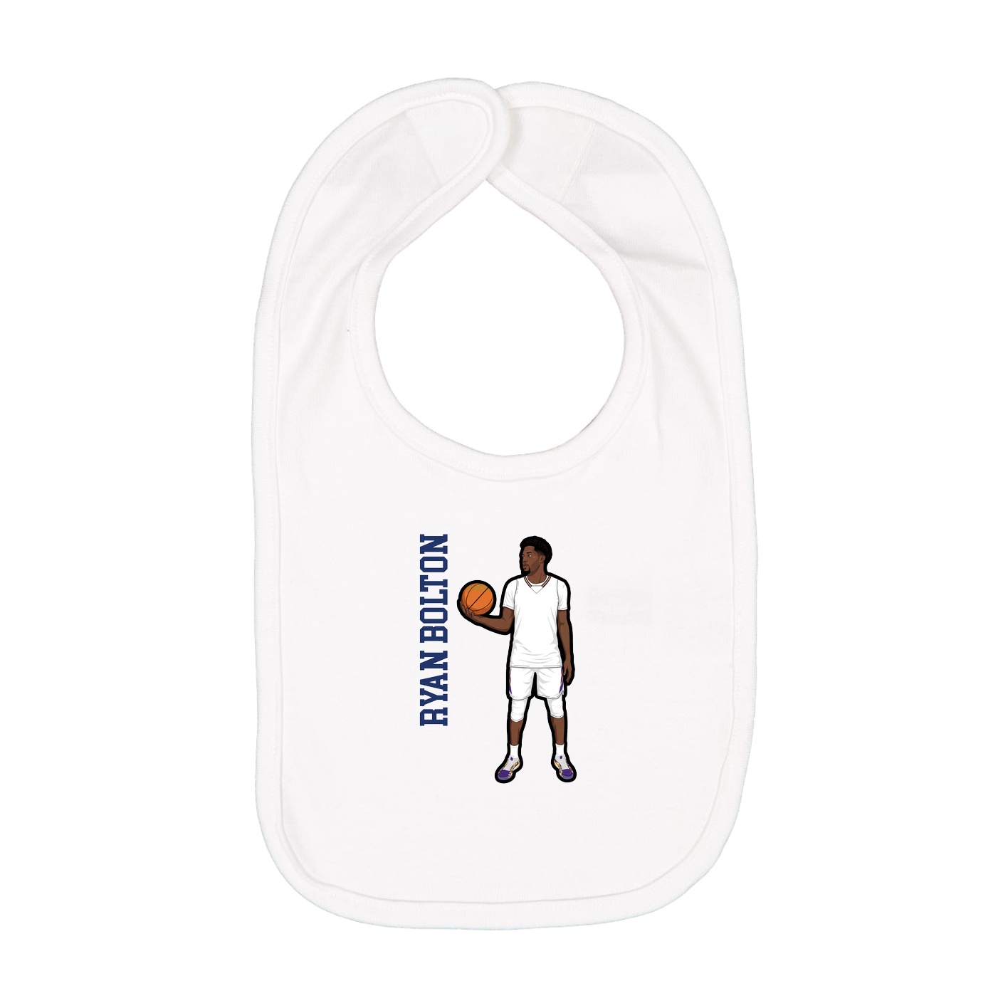 Infant Bib — Name Vertical in White