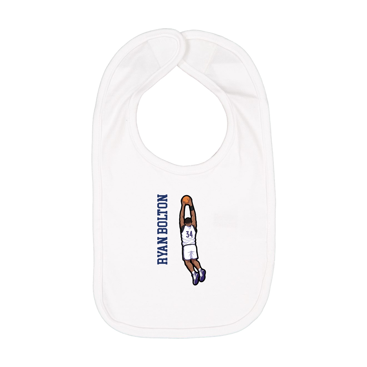 Infant Bib — Name Vertical in White