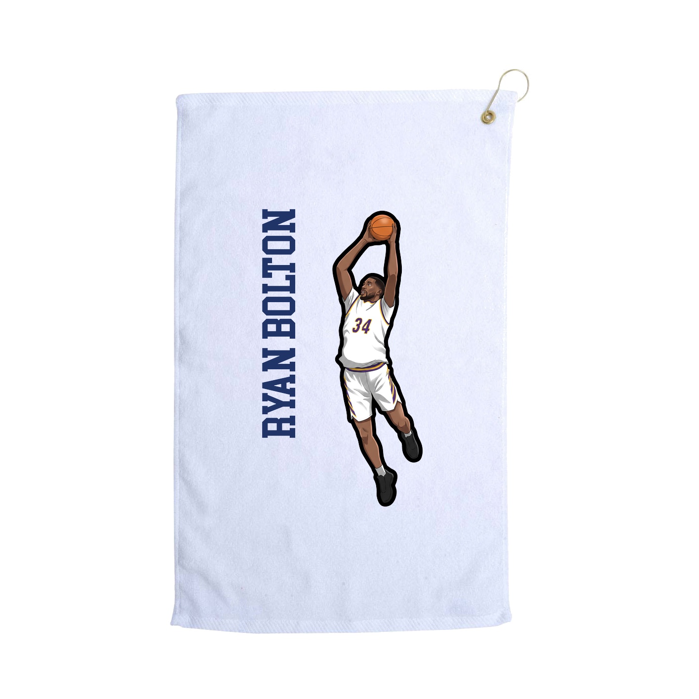 Golf Towel — Name Vertical in White