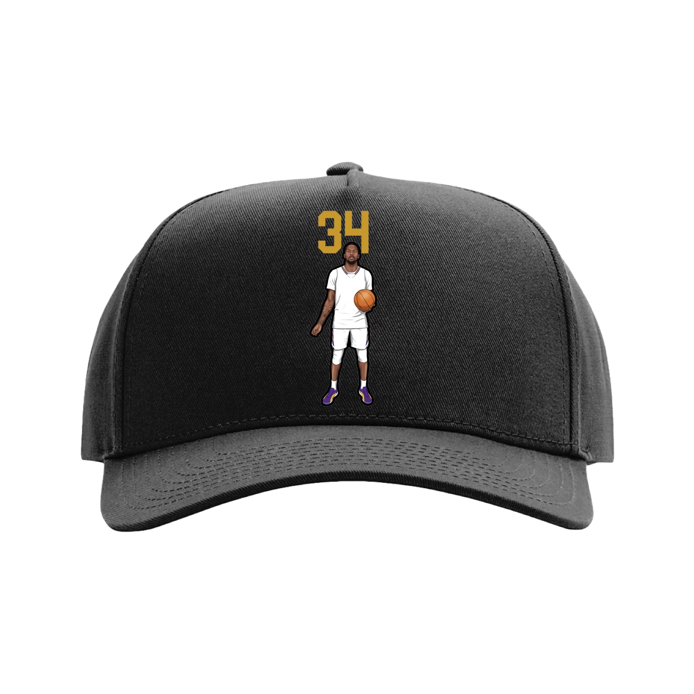 Full Fabric Five-Panel Champ Cap — Number Top in Black