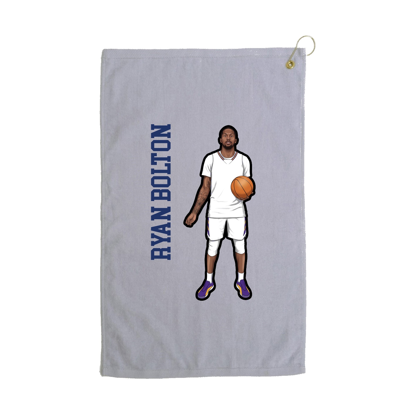 Golf Towel — Name Vertical in Grey