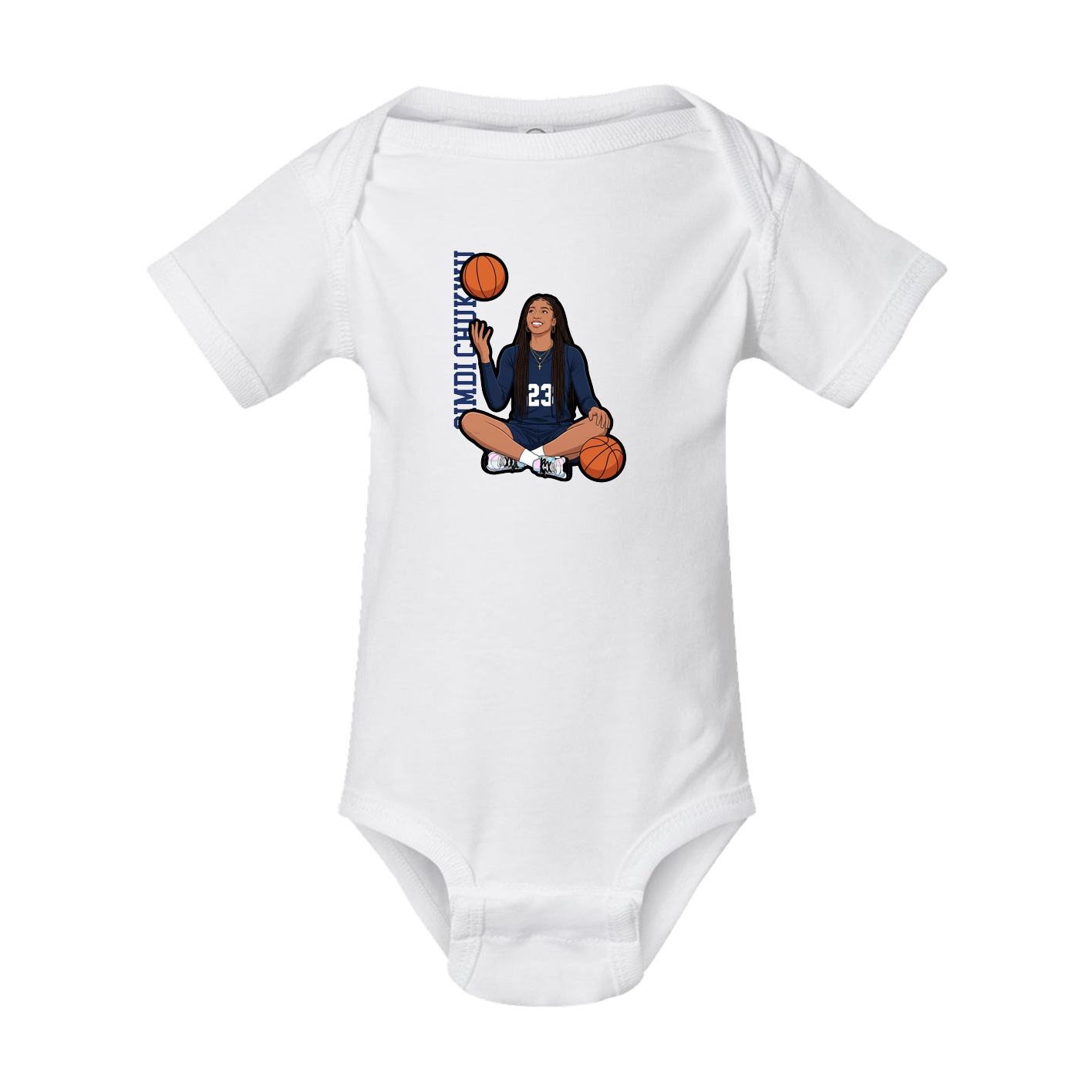 Baby Onesie — Name Vertical in White
