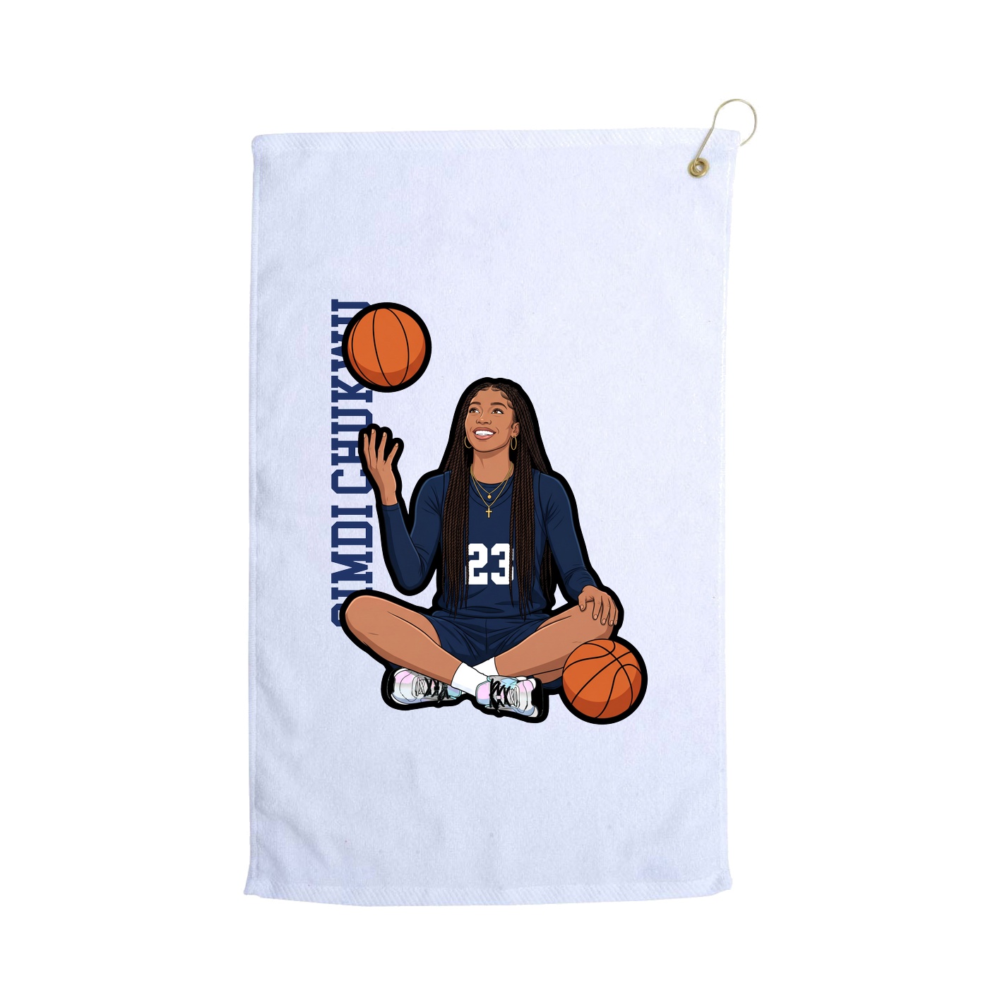 Golf Towel — Name Vertical in White
