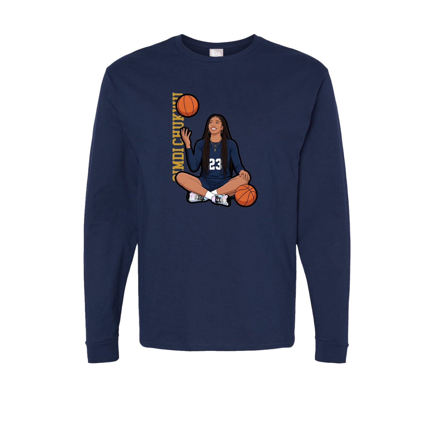 Long Sleeve Tee — Name Vertical in Navy