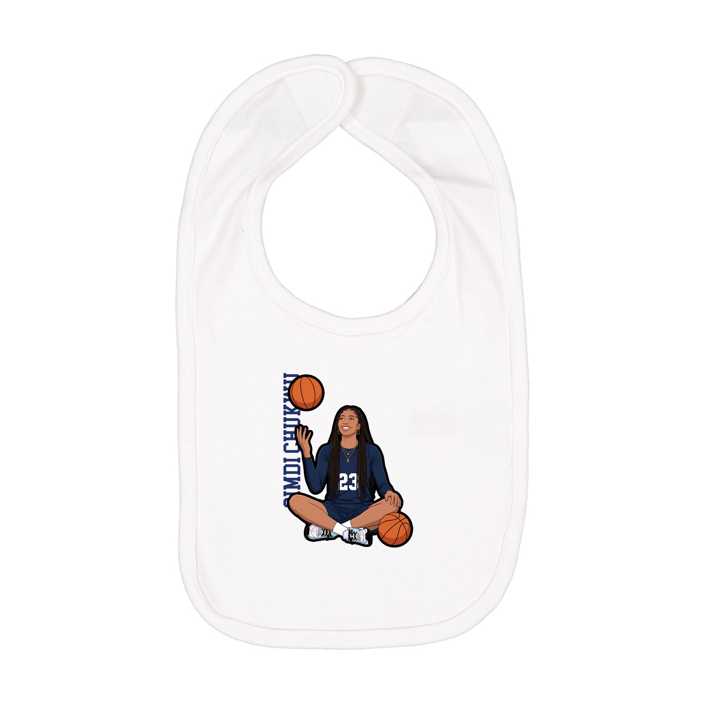 Infant Bib — Name Vertical in White