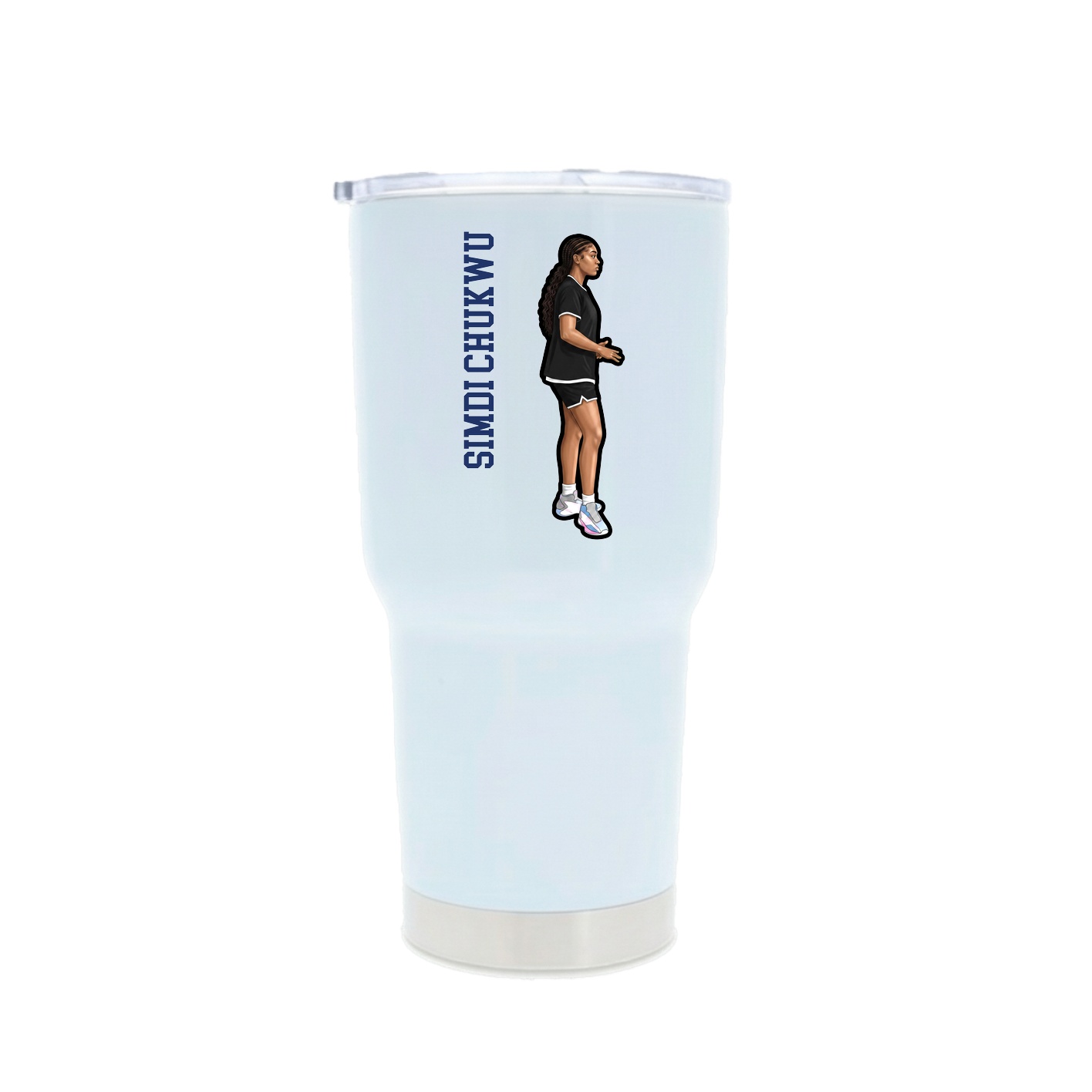 30oz Stainless Steel Tumbler — Name Vertical in White