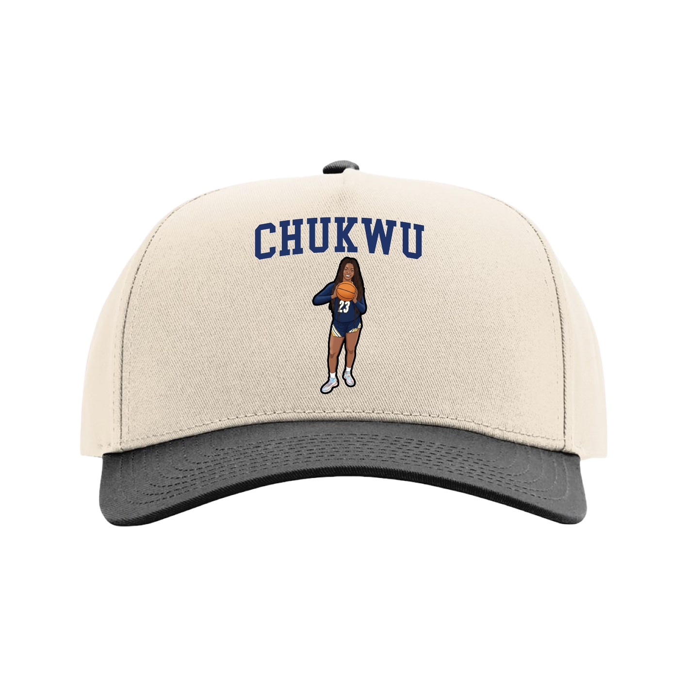 Full Fabric Five-Panel Champ Cap — Shirsey in Cream/Black