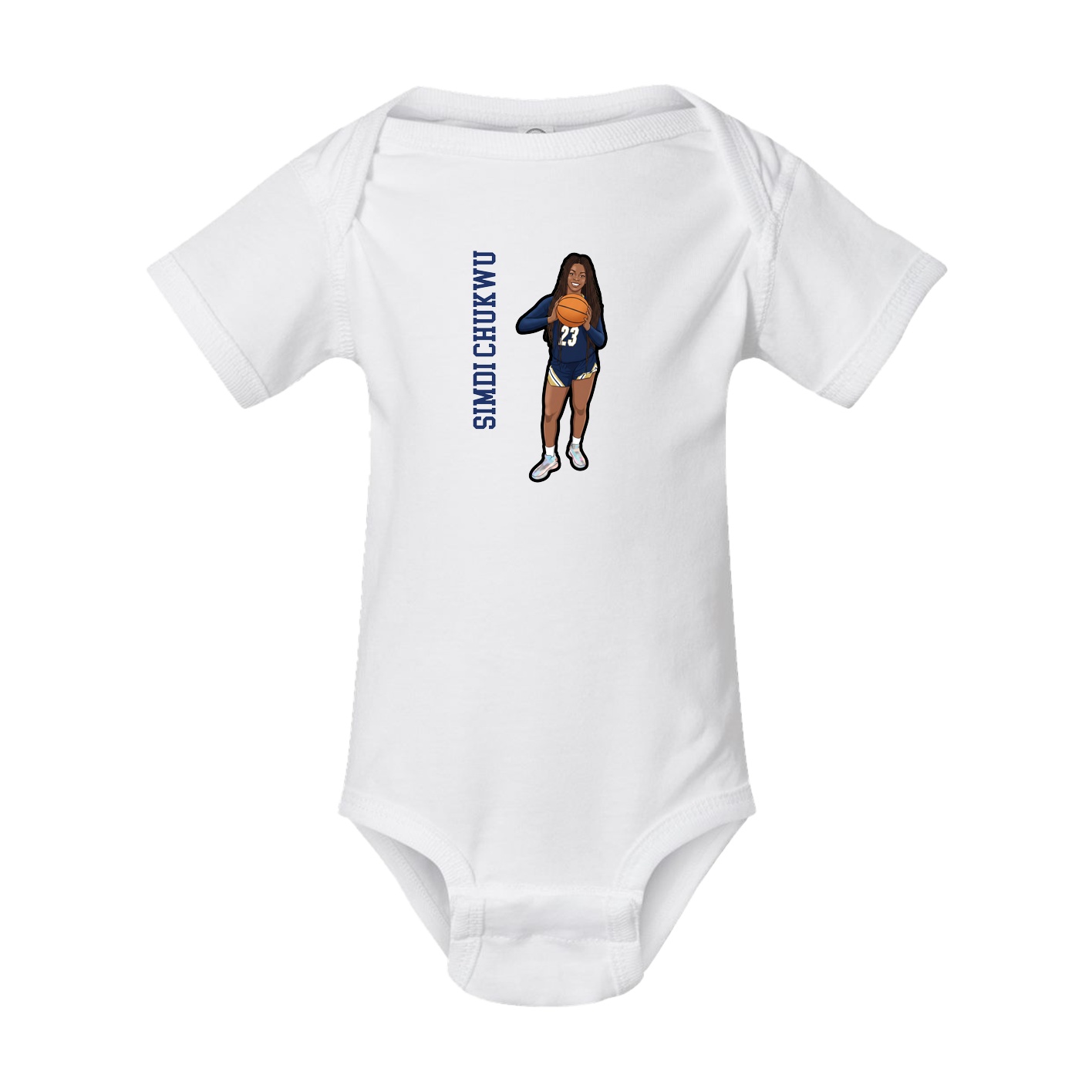 Baby Onesie — Name Vertical in White