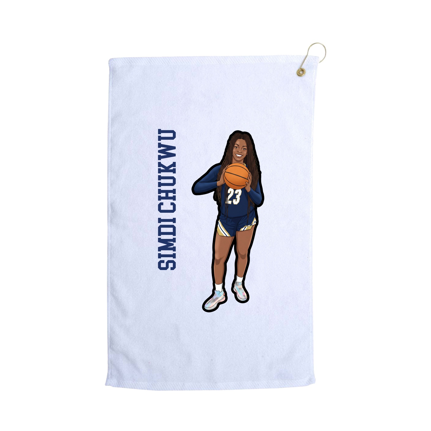 Golf Towel — Name Vertical in White