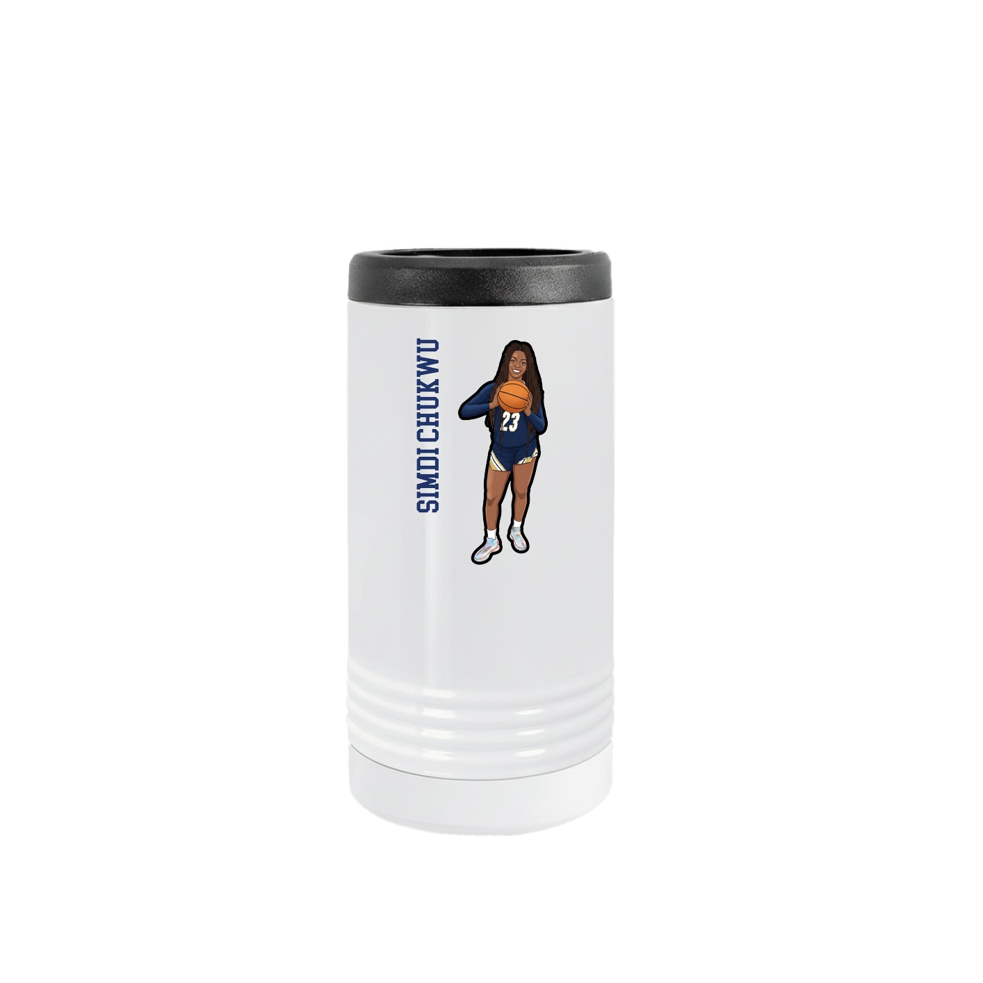 Slim Beverage Holder — Name Vertical in White