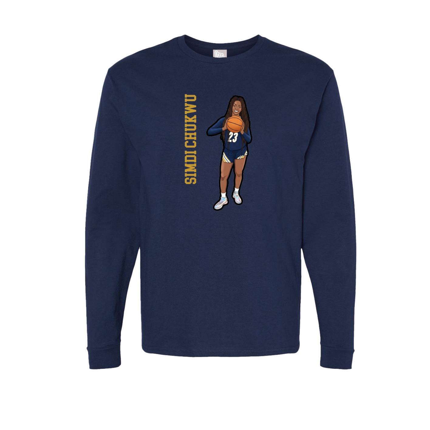 Long Sleeve Tee — Name Vertical in Navy