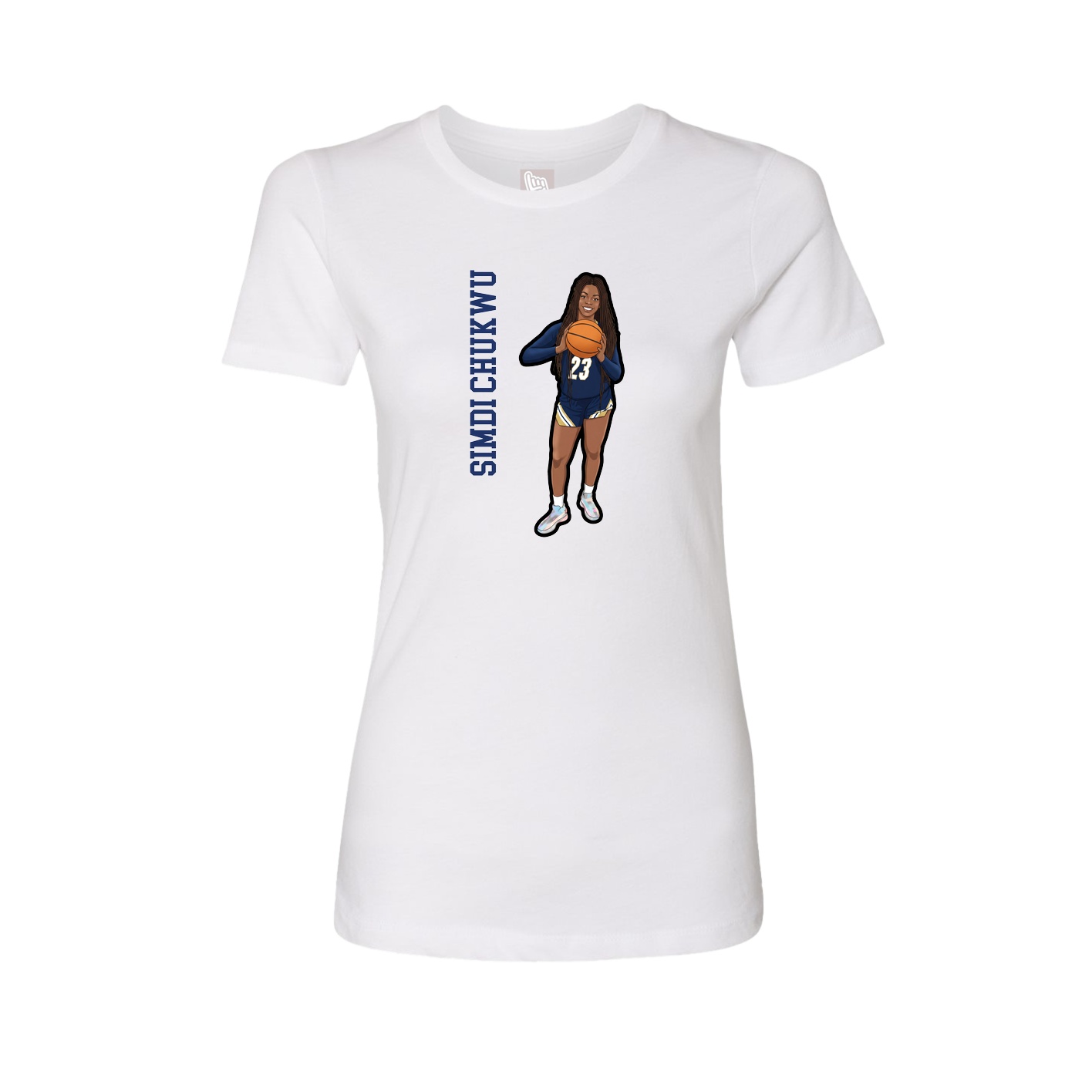 Womens Tee — Name Vertical in White