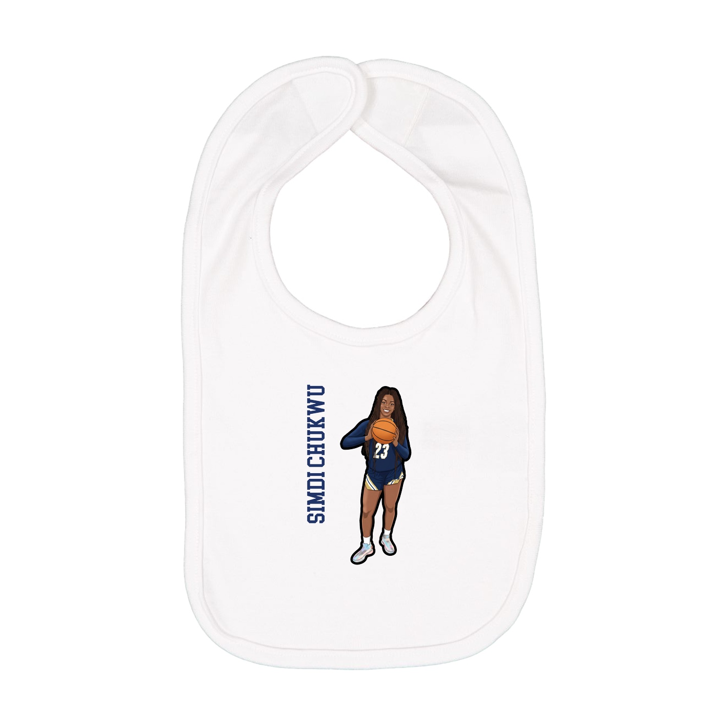 Infant Bib — Name Vertical in White