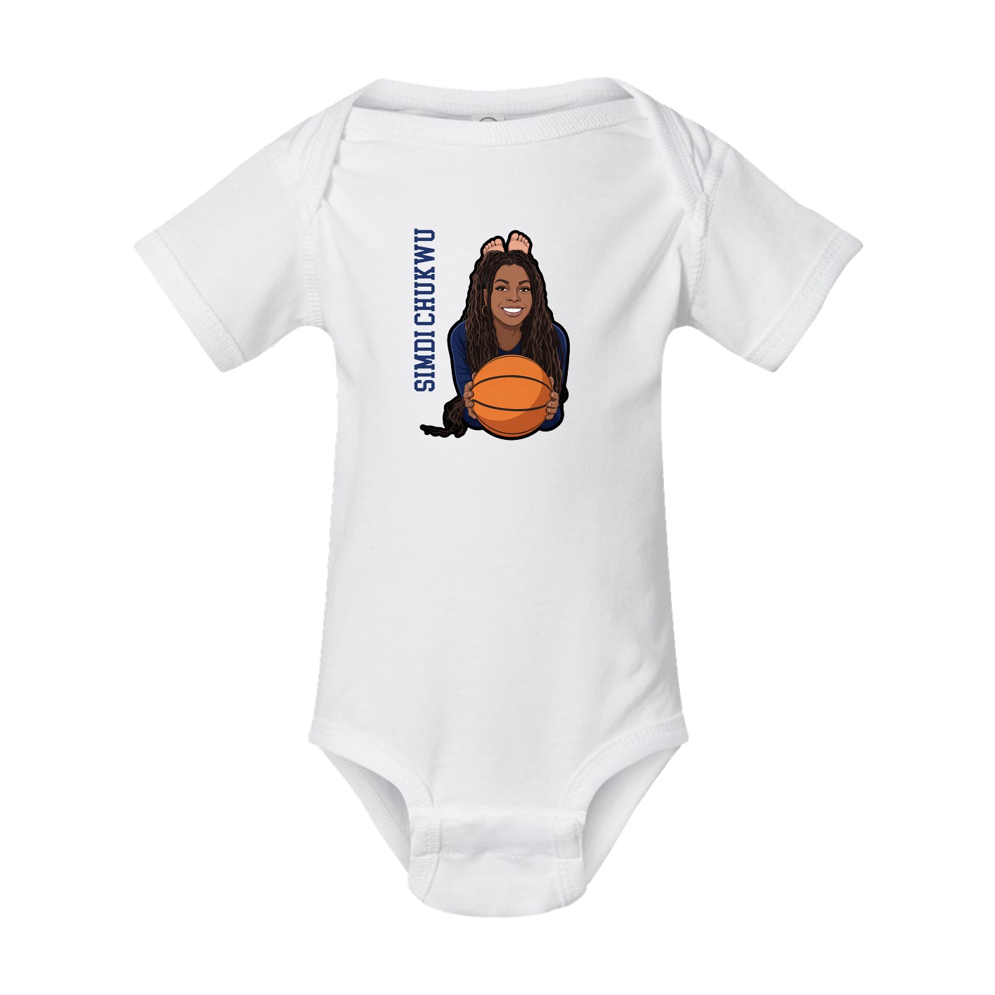 Baby Onesie — Name Vertical in White