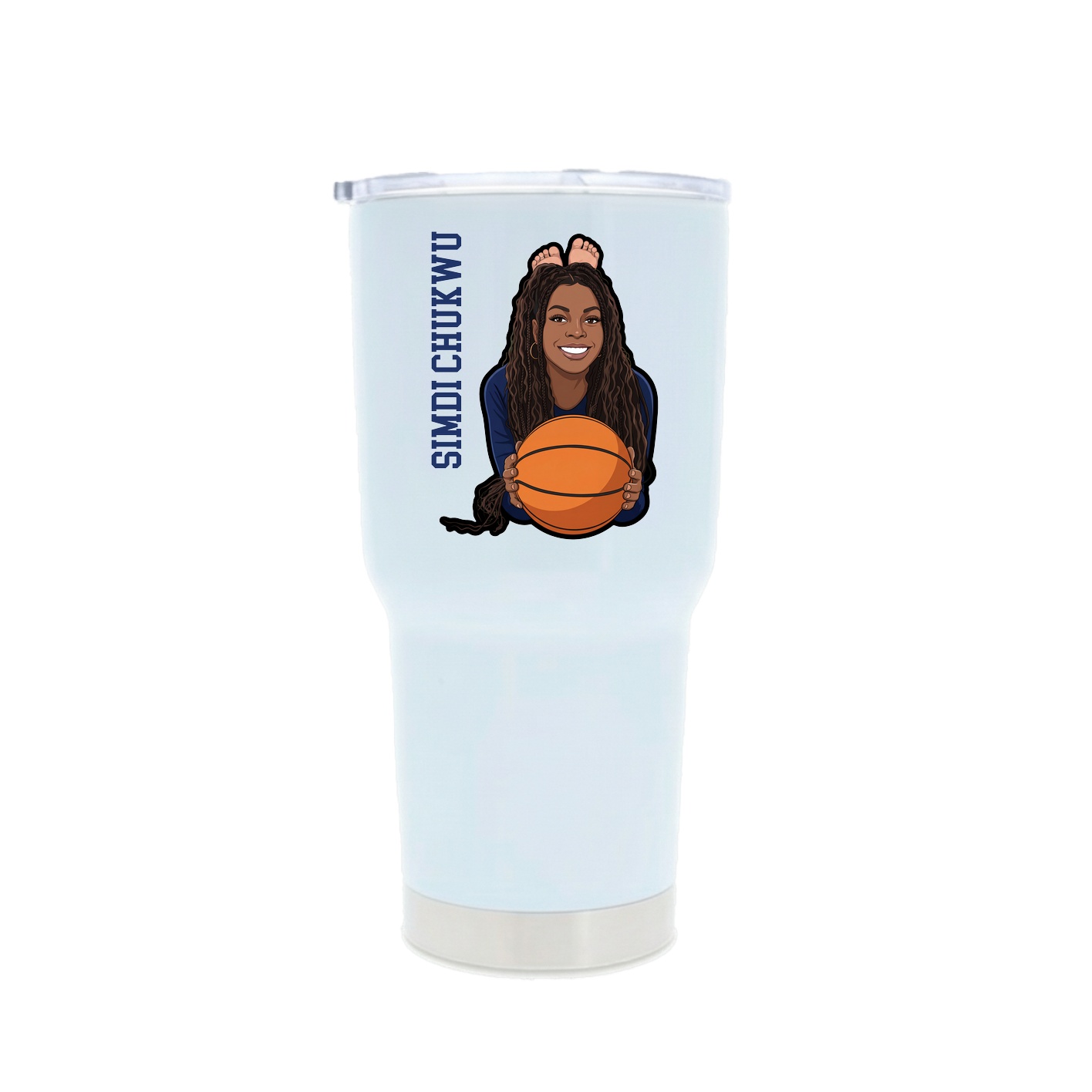 30oz Stainless Steel Tumbler — Name Vertical in White