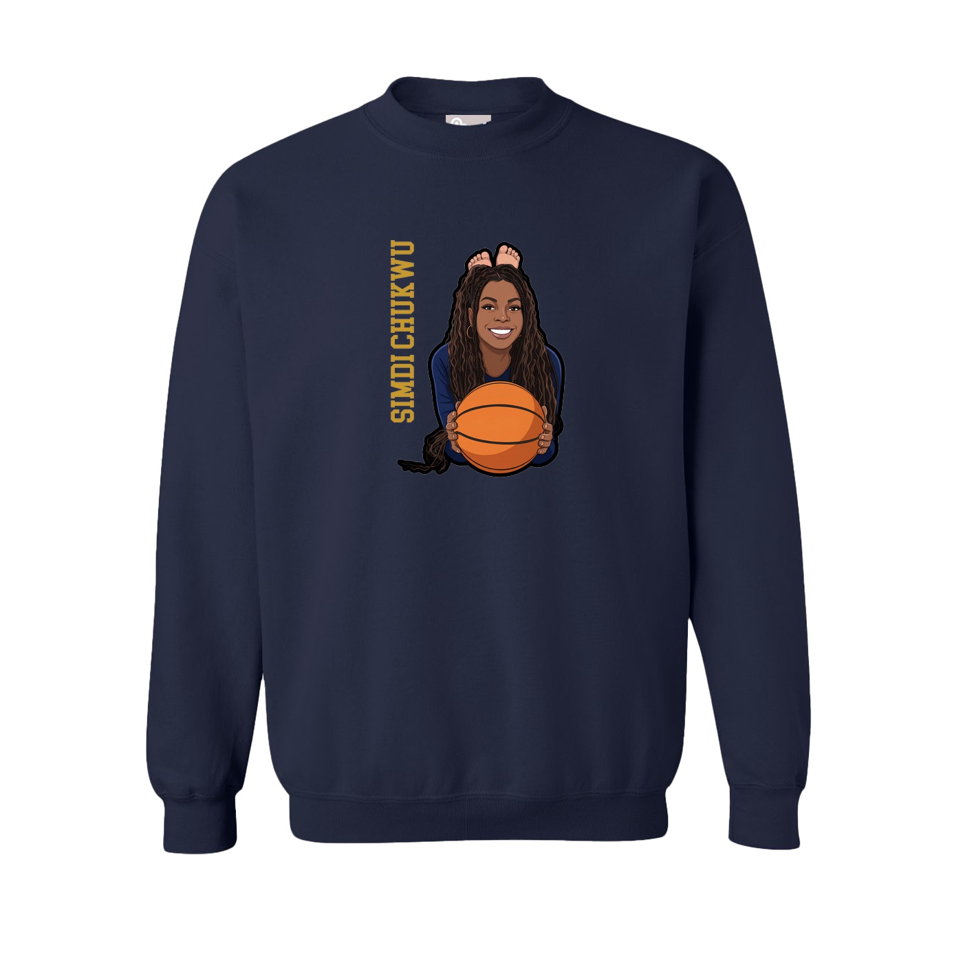 Fleece Crew — Name Vertical in Navy