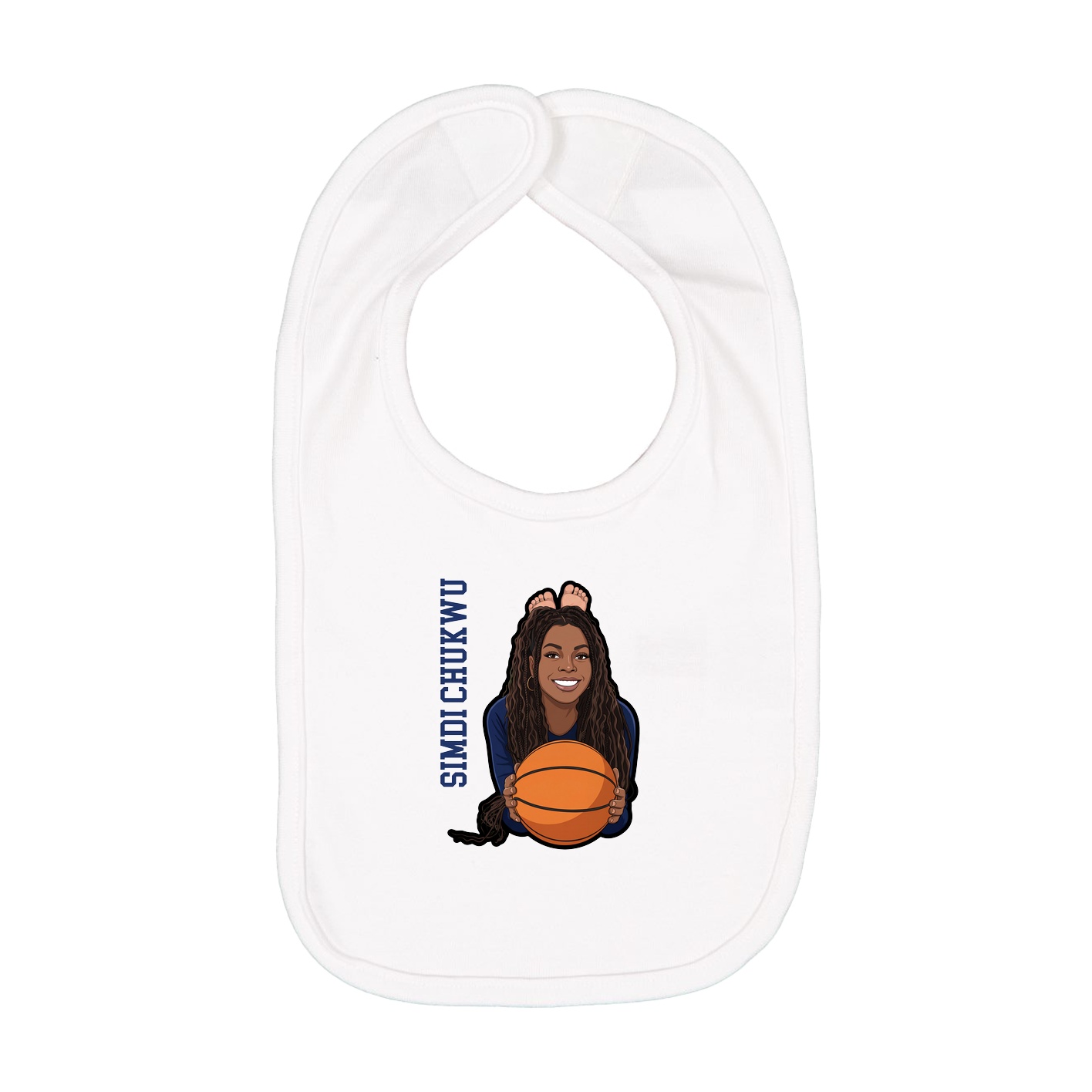 Infant Bib — Name Vertical in White