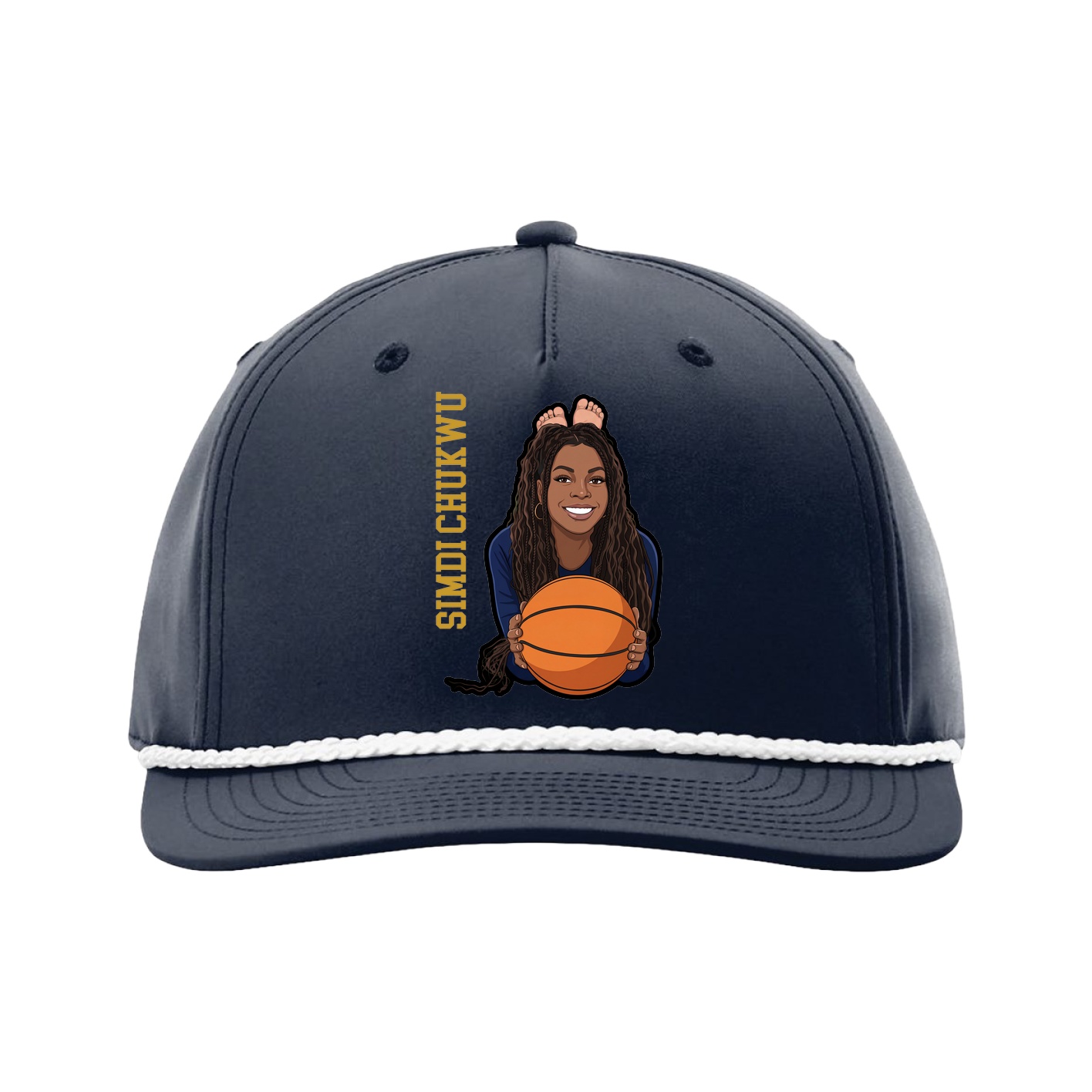 Five-Panel Classic Rope Cap — Name Vertical in Navy