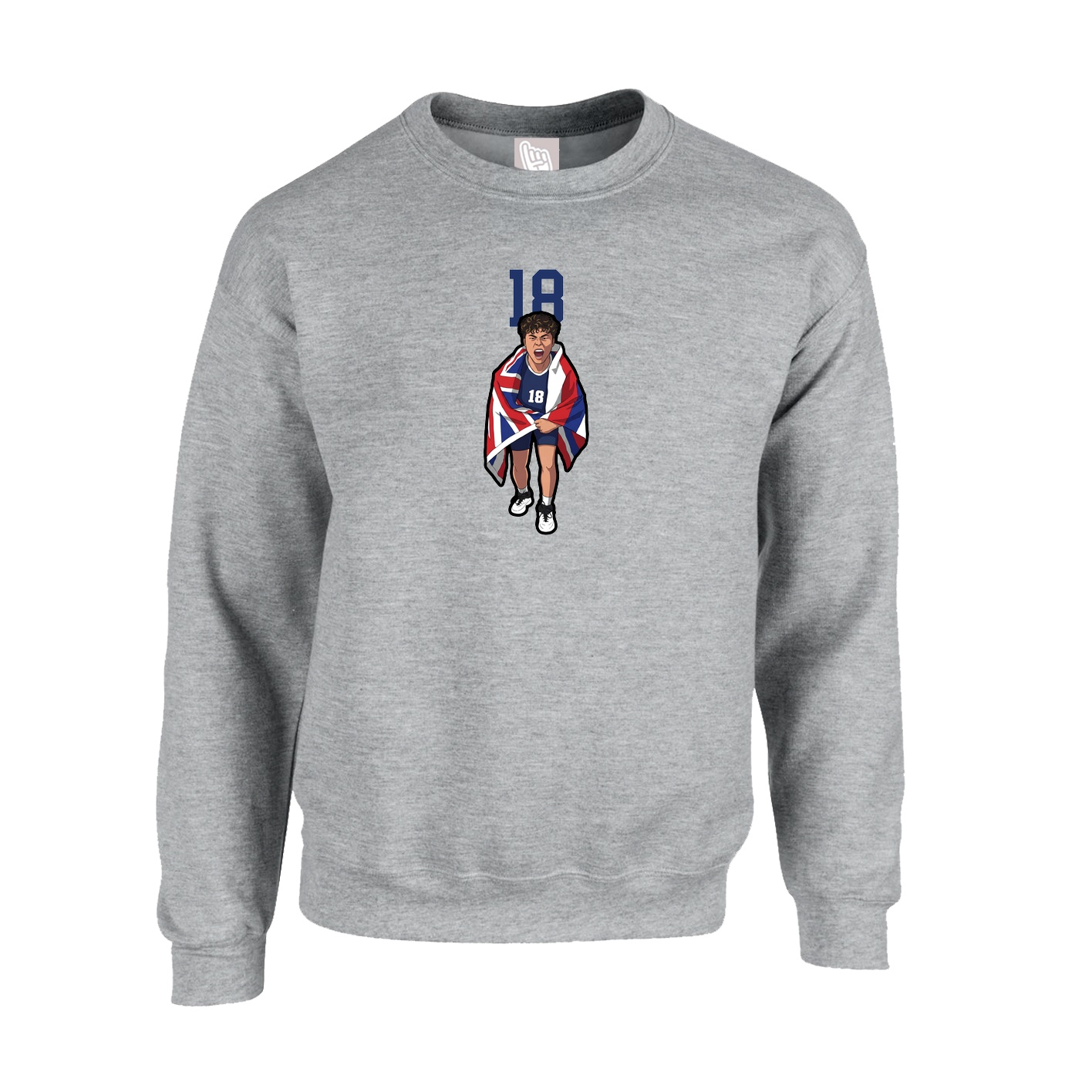 Fleece Crew — Number Top in Grey