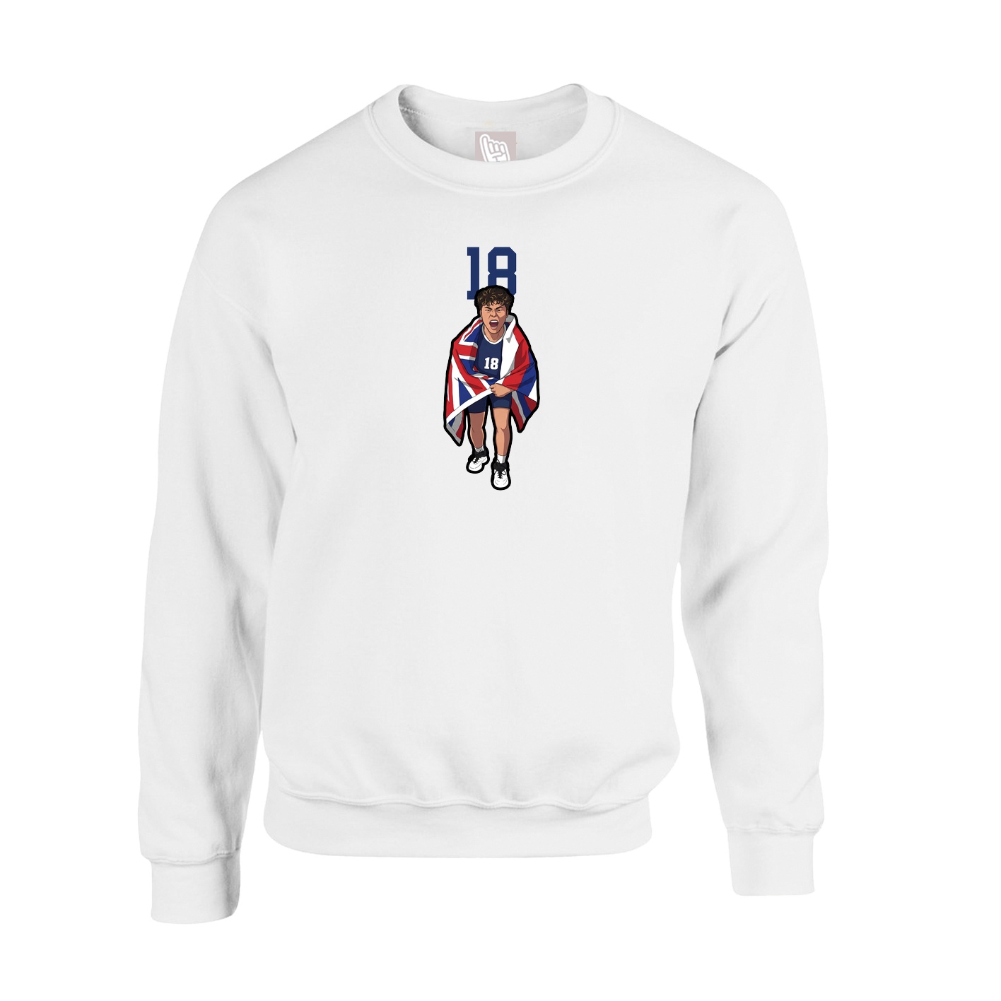 Fleece Crew — Number Top in White