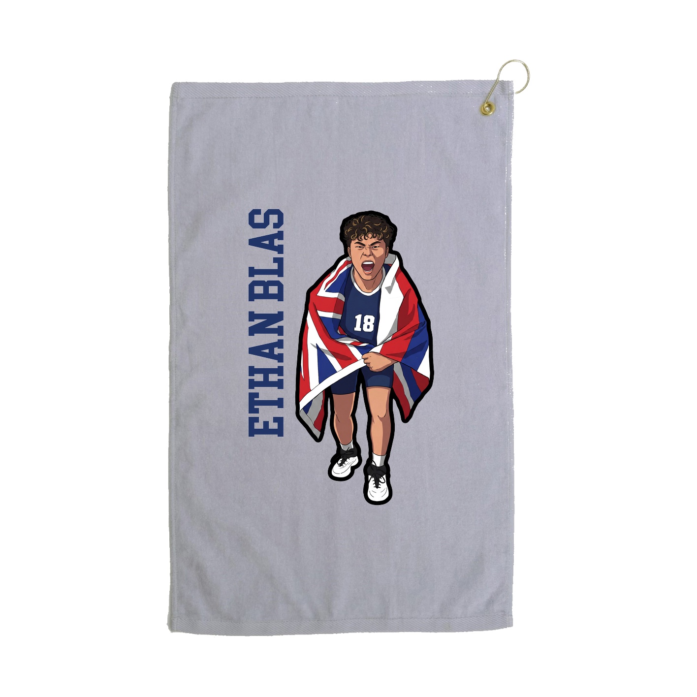 Golf Towel — Name Vertical in Grey