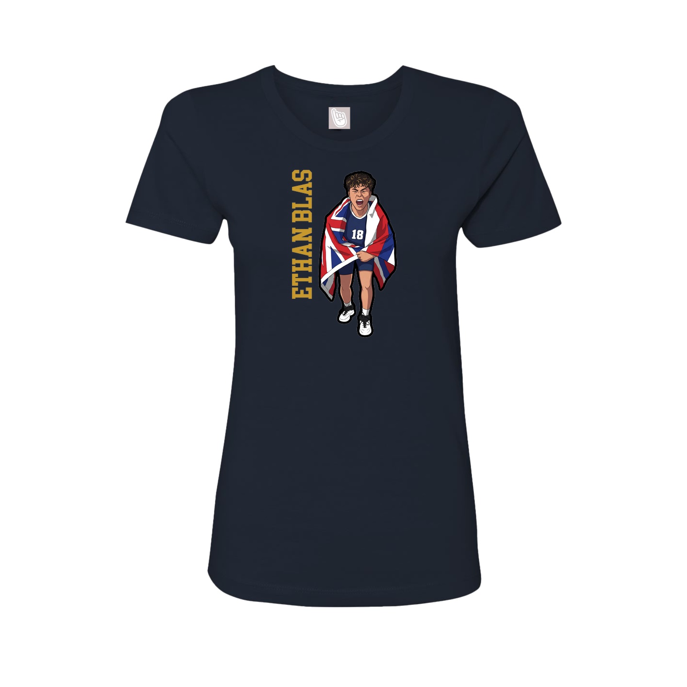 Fitted Women's Tee — Name Vertical in Navy