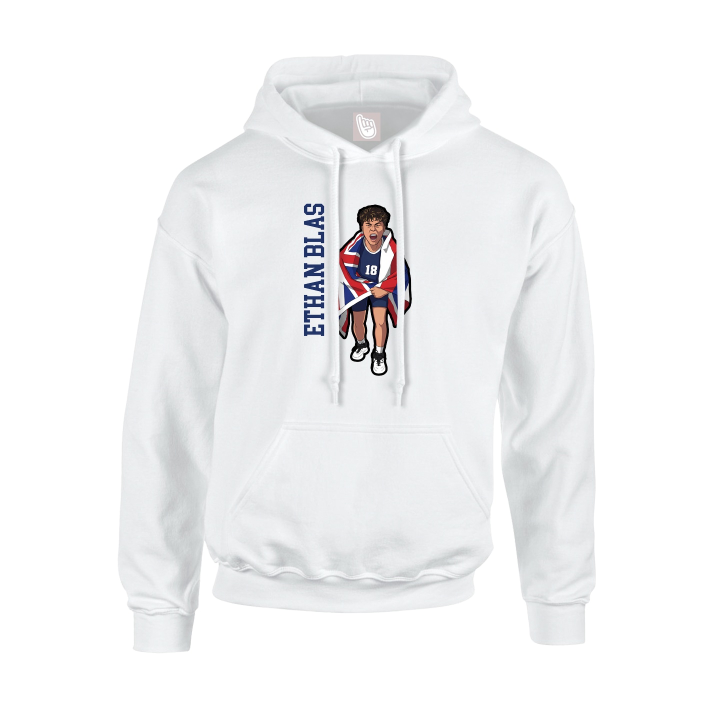 Youth Hoodie — Name Vertical in White