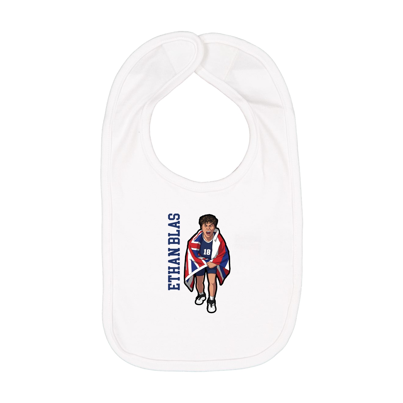 Infant Bib — Name Vertical in White
