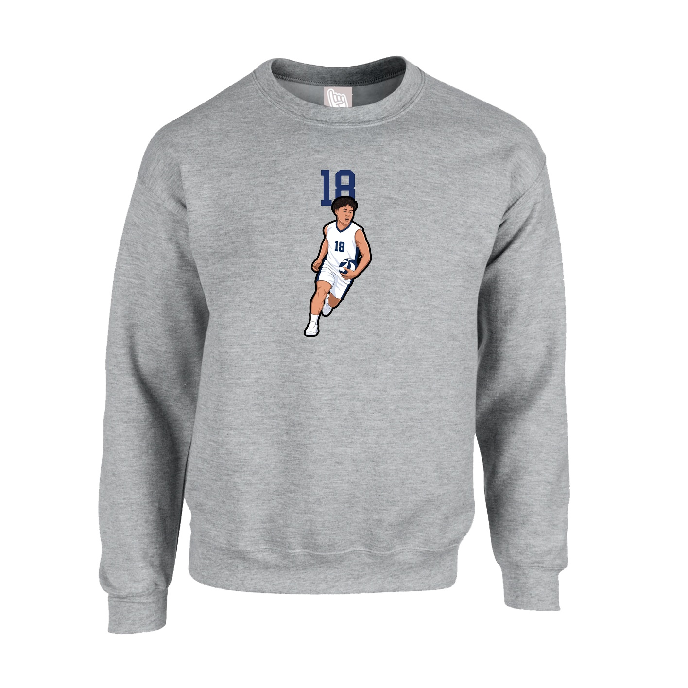 Fleece Crew — Number Top in Grey