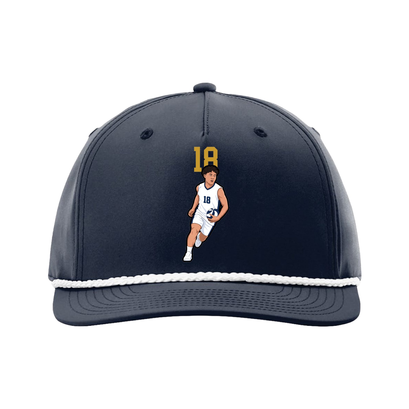 Five-Panel Classic Rope Cap — Number Top in Navy