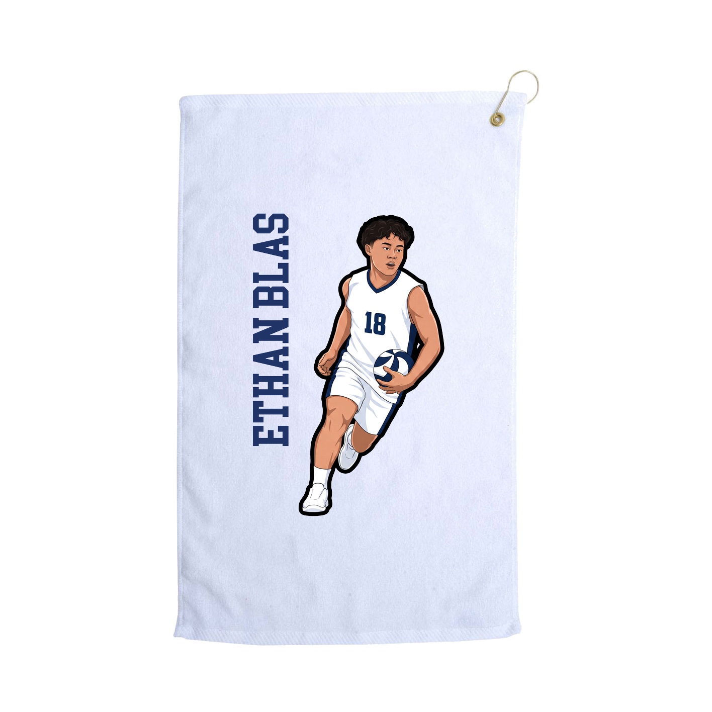 Golf Towel — Name Vertical in White