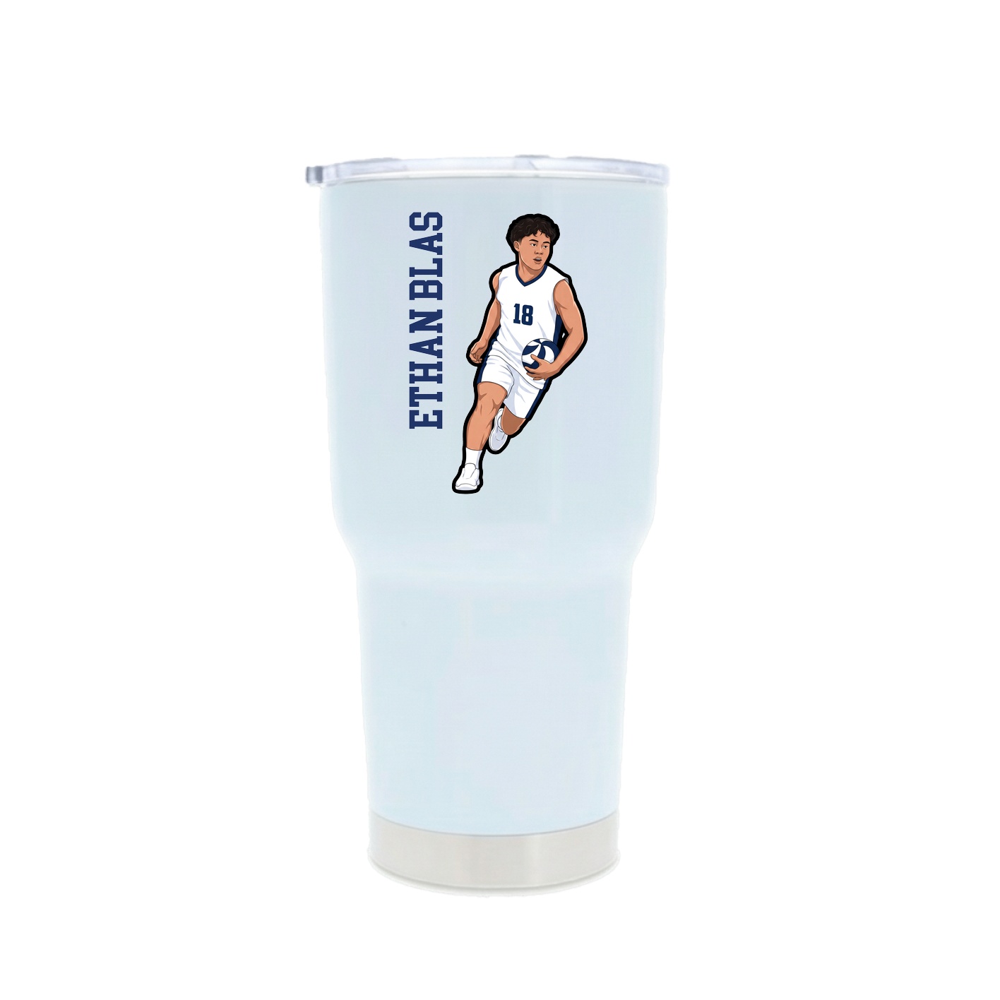 30oz Stainless Steel Tumbler — Name Vertical in White