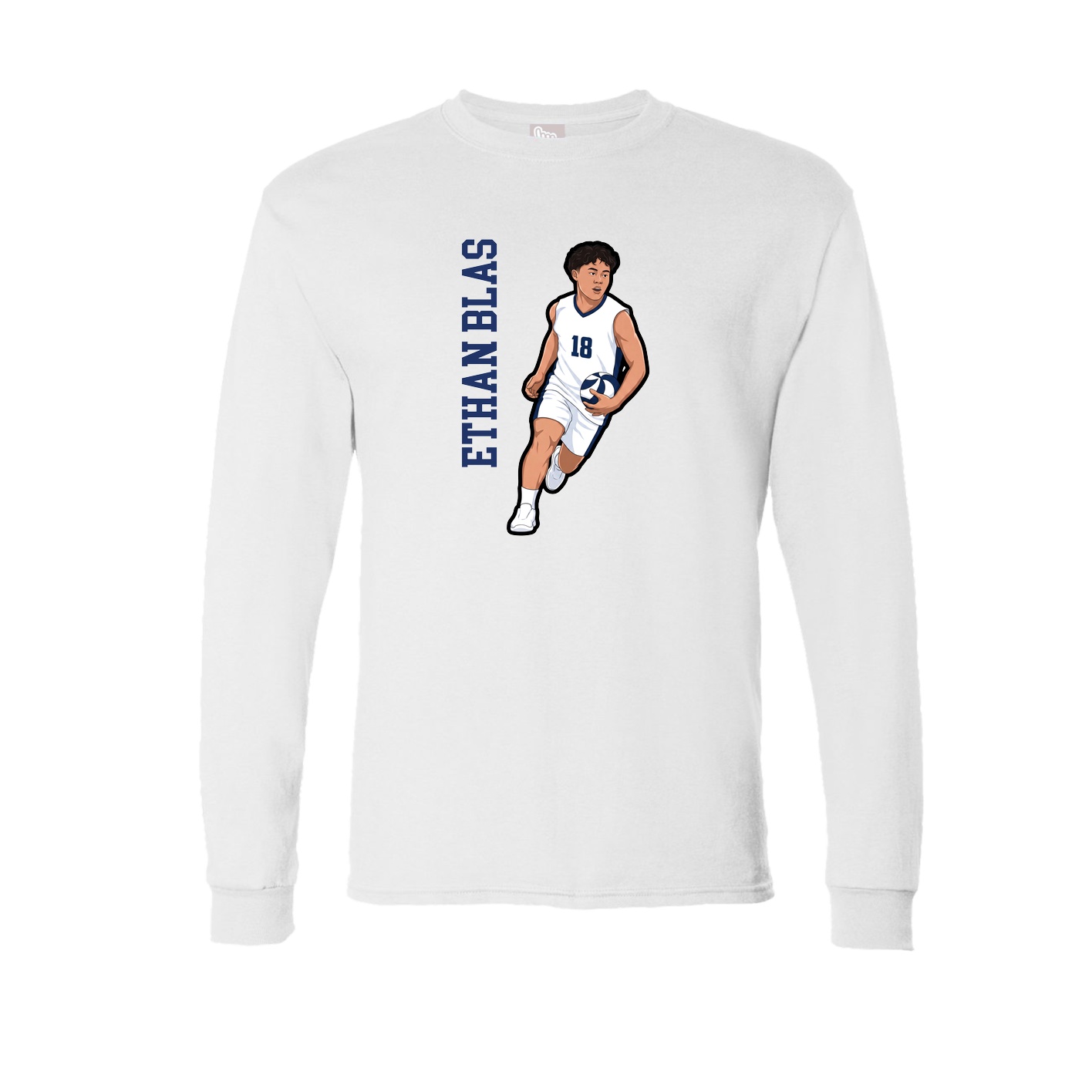 Long Sleeve Tee — Name Vertical in White