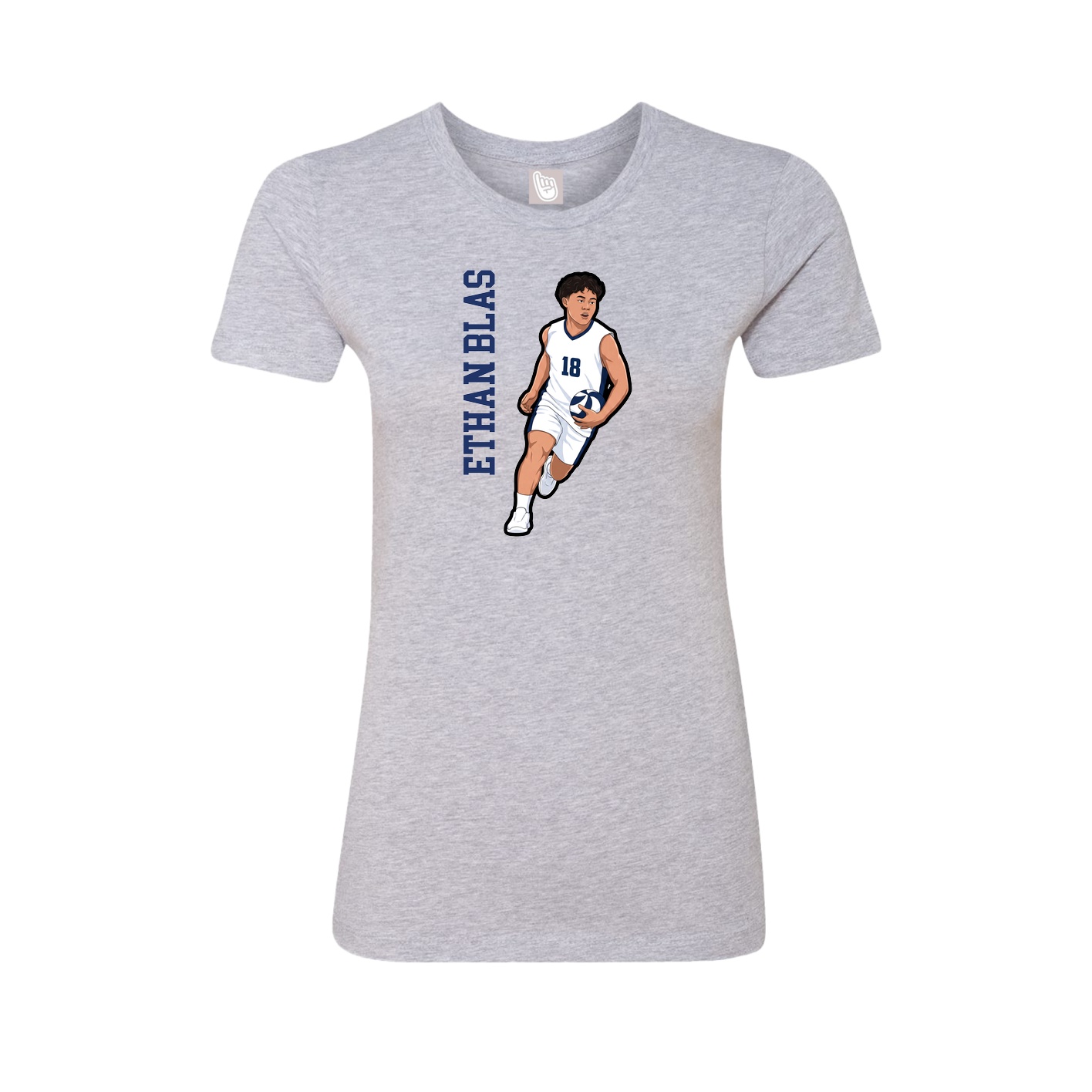 Fitted Women's Tee — Name Vertical in Grey