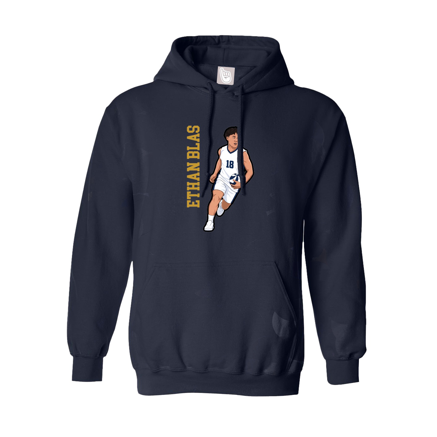 Hoodie — Name Vertical in Navy