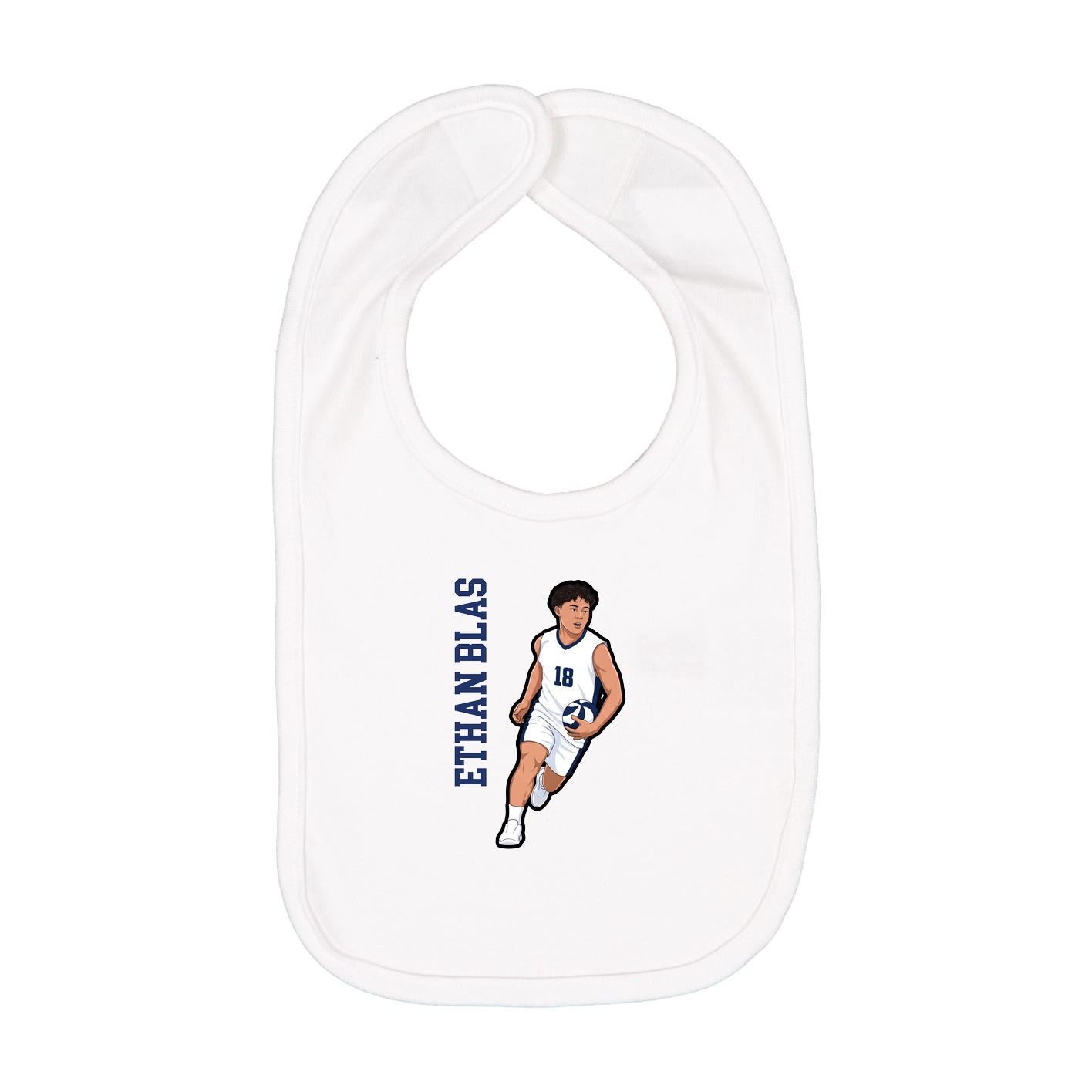 Infant Bib — Name Vertical in White