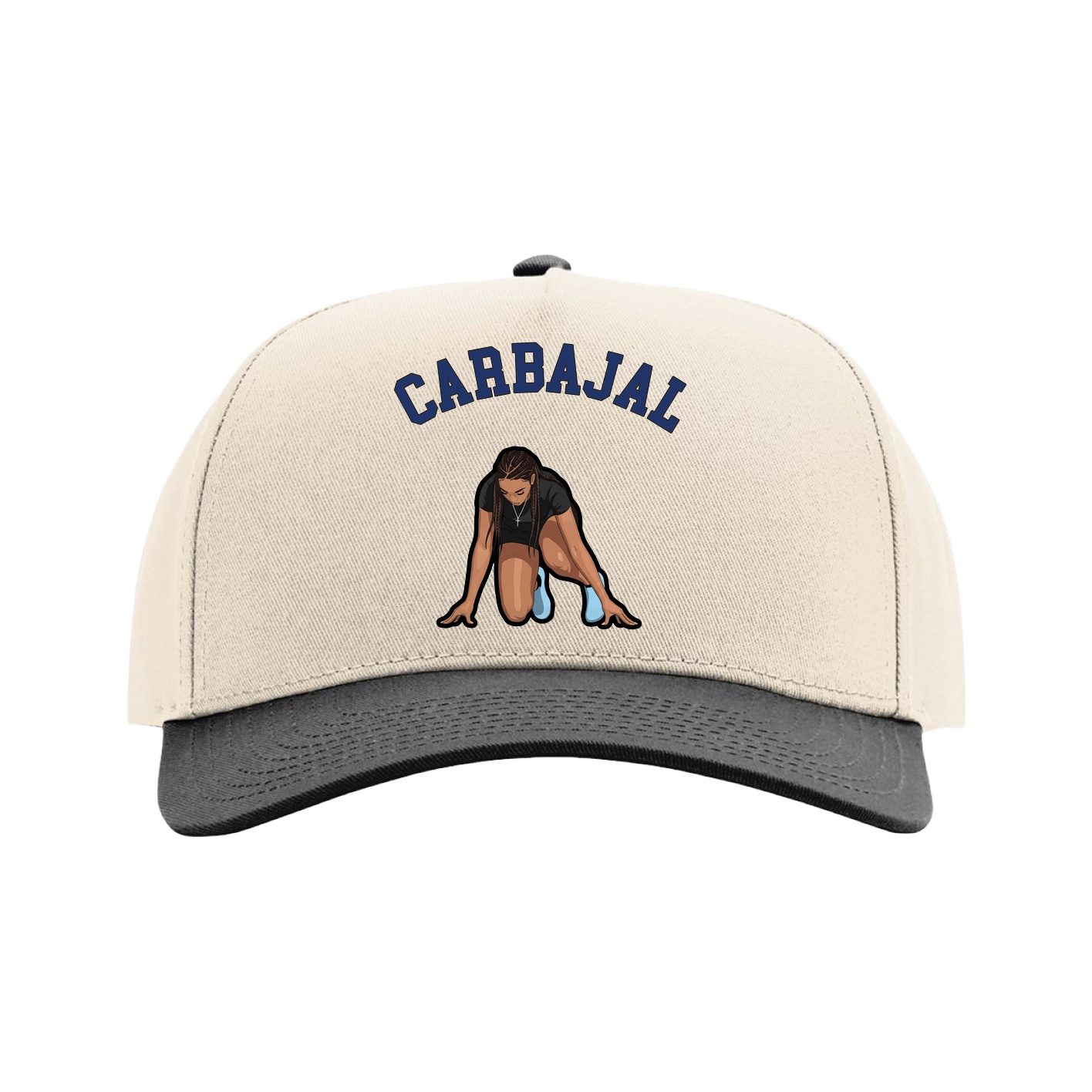 Full Fabric Five-Panel Champ Cap — Shirsey Arch in Cream/Black