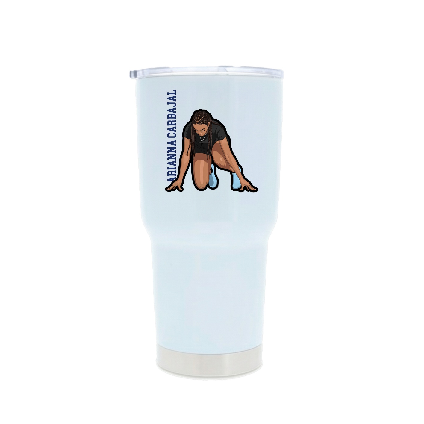 30oz Stainless Steel Tumbler — Name Vertical in White