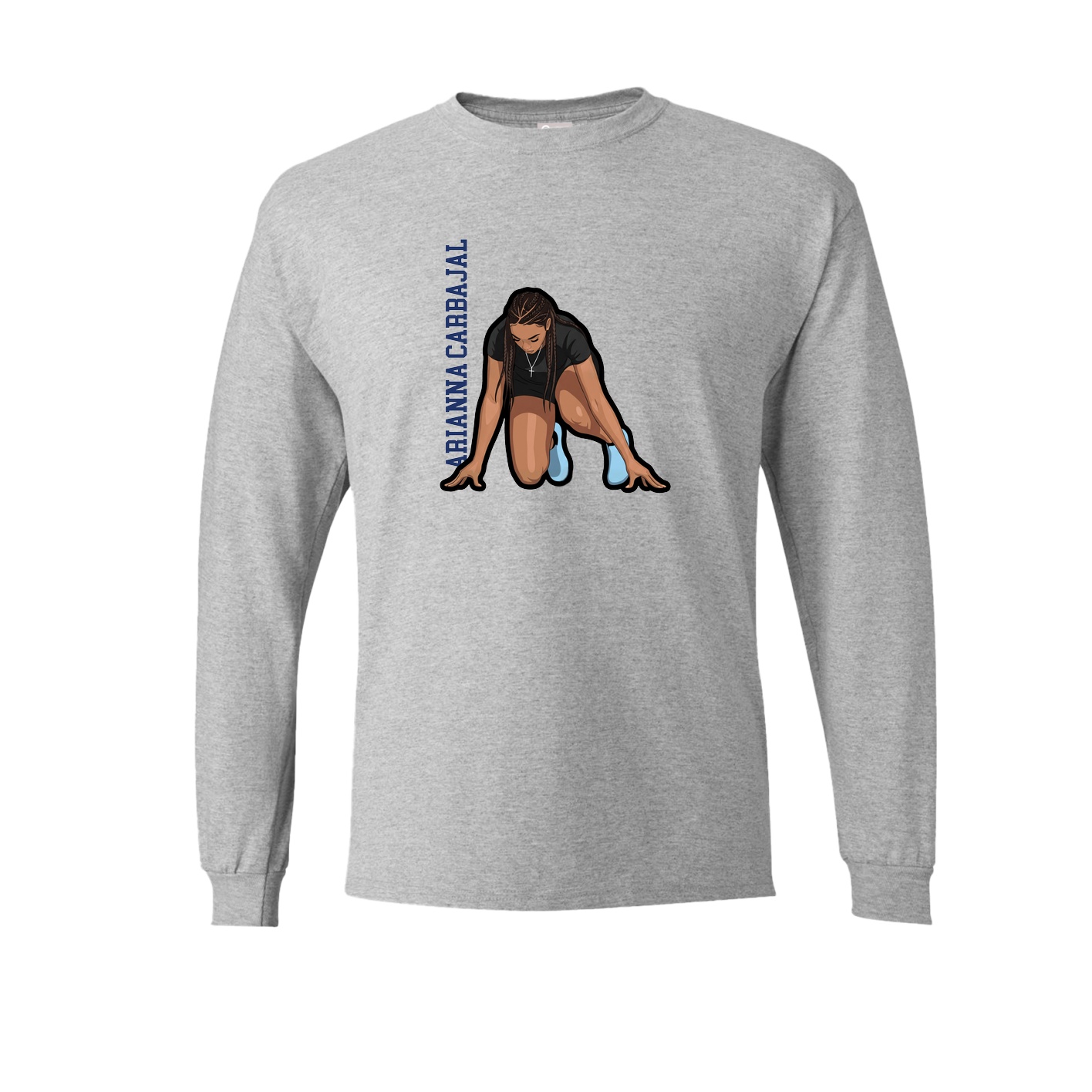 Long Sleeve Tee — Name Vertical in Grey