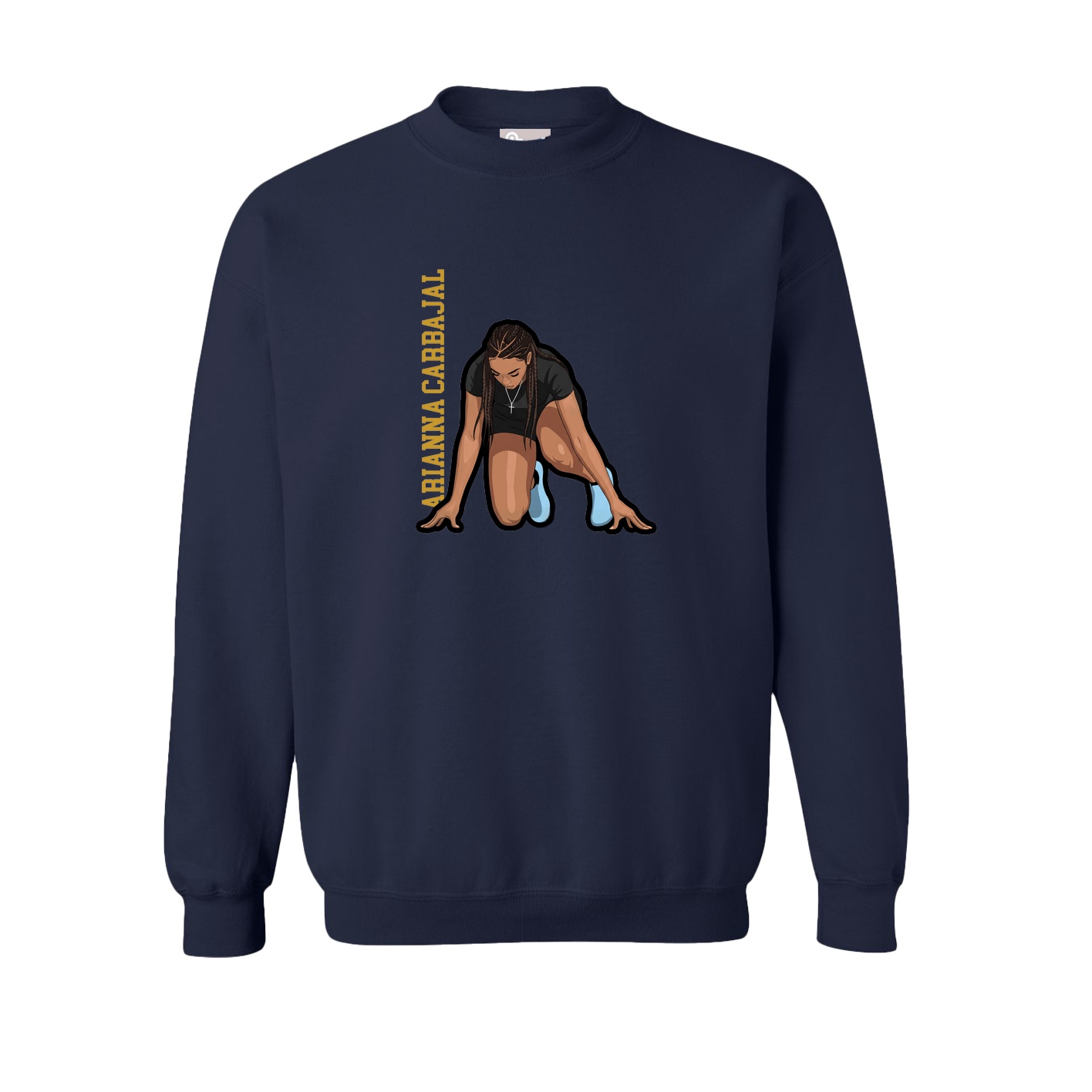 Fleece Crew — Name Vertical in Navy