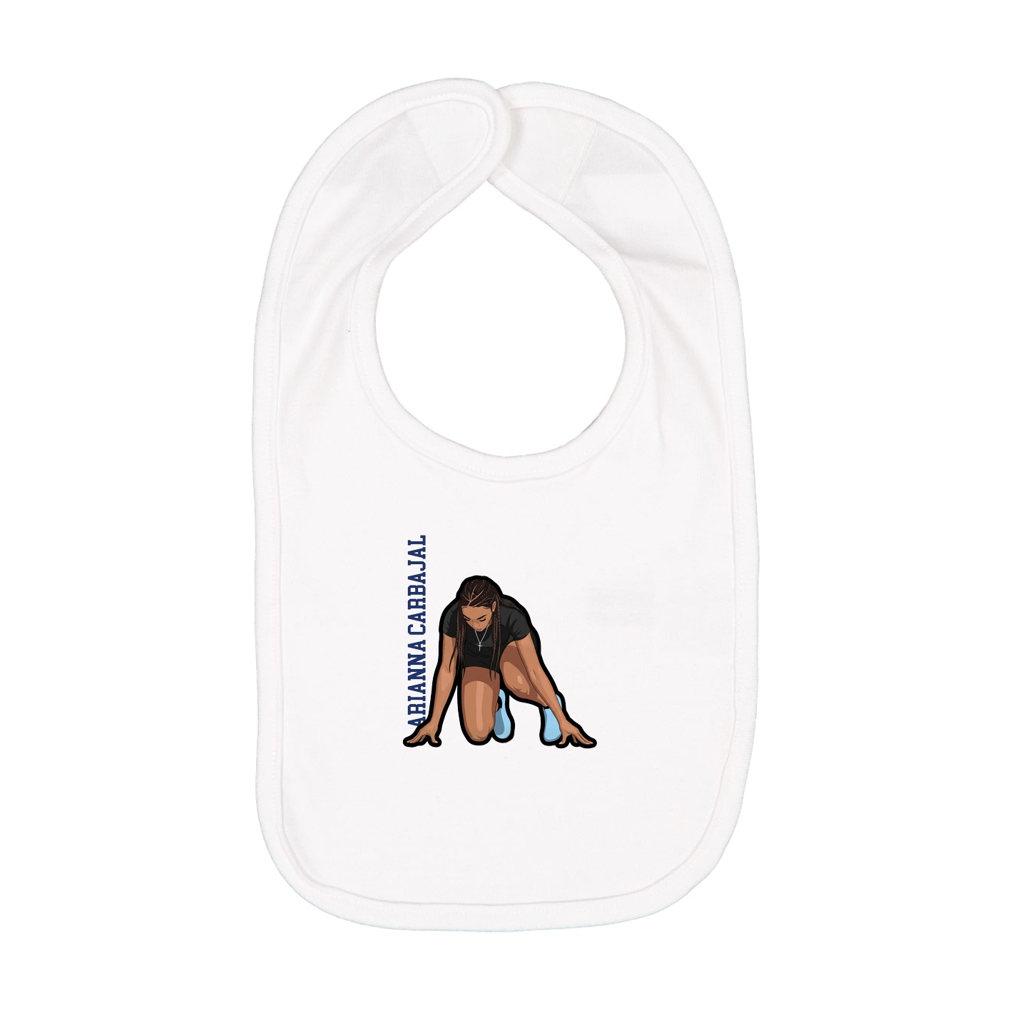 Infant Bib — Name Vertical in White