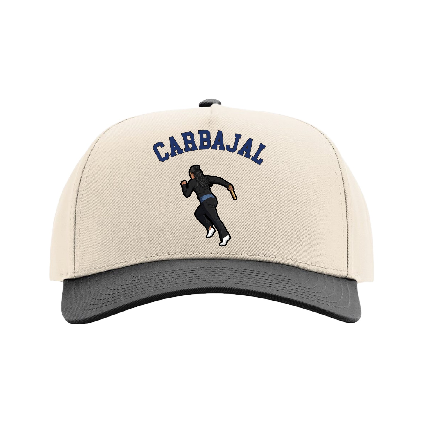 Full Fabric Five-Panel Champ Cap — Shirsey Arch in Cream/Black