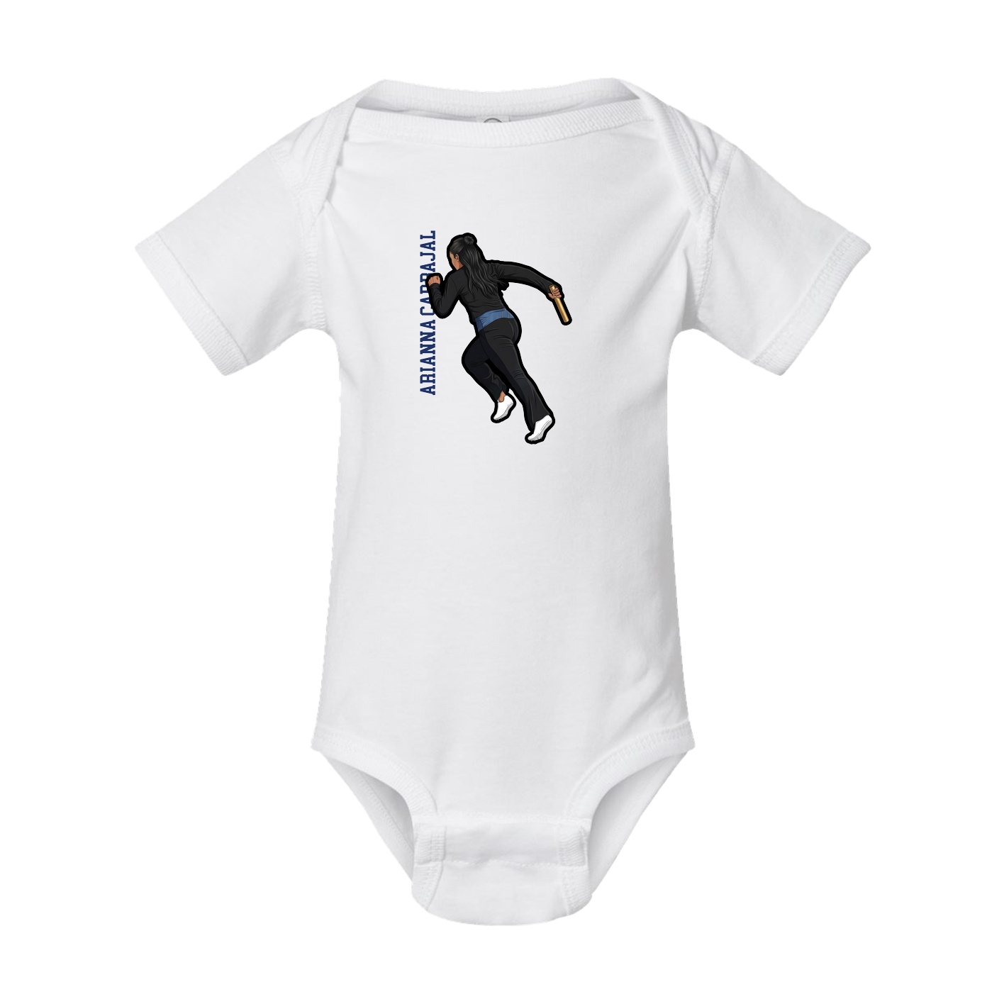 Baby Onesie — Name Vertical in White