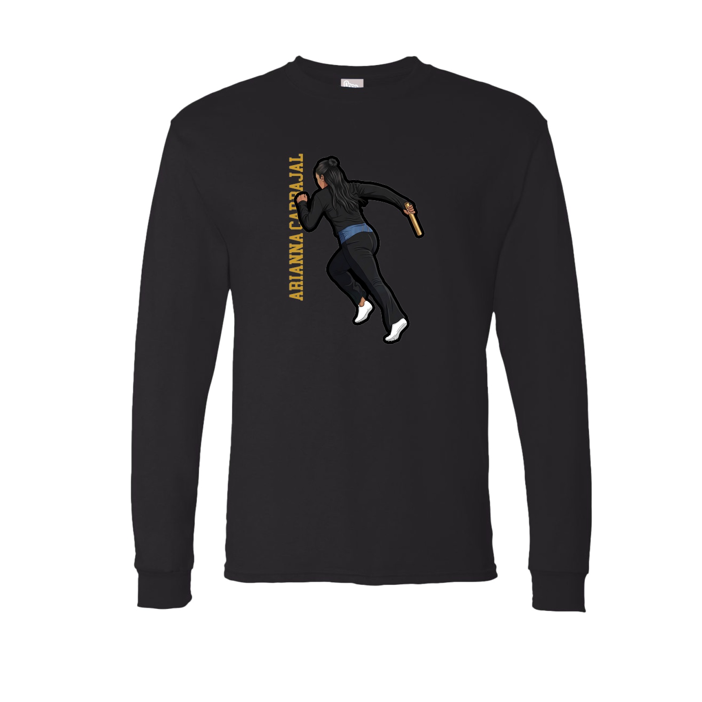 Long Sleeve Tee — Name Vertical in Black