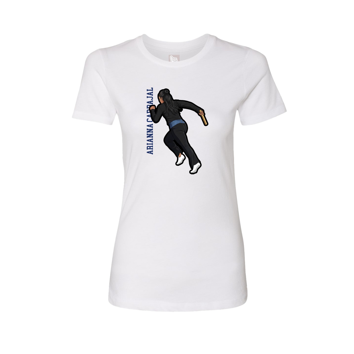 Womens Tee — Name Vertical in White