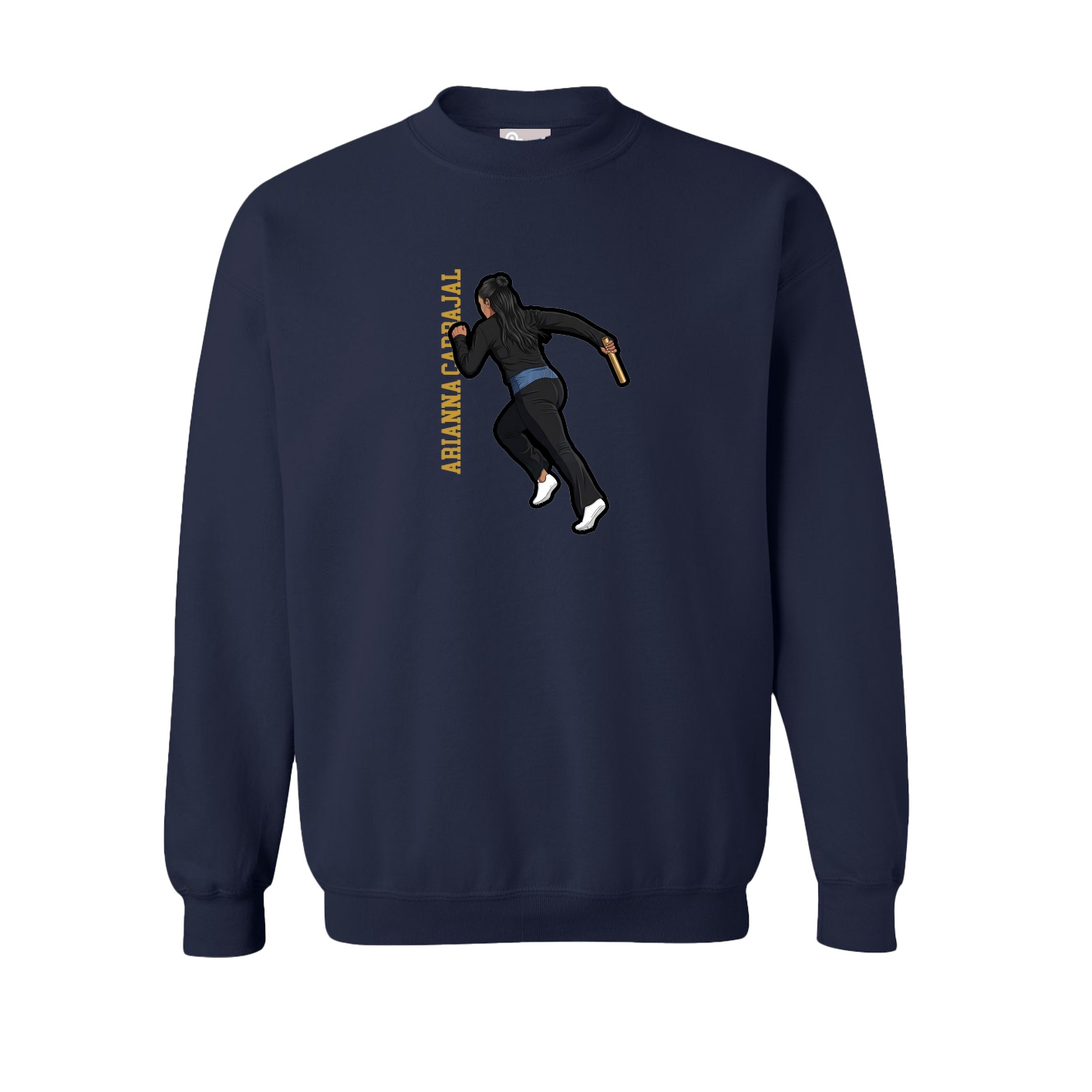 Fleece Crew — Name Vertical in Navy