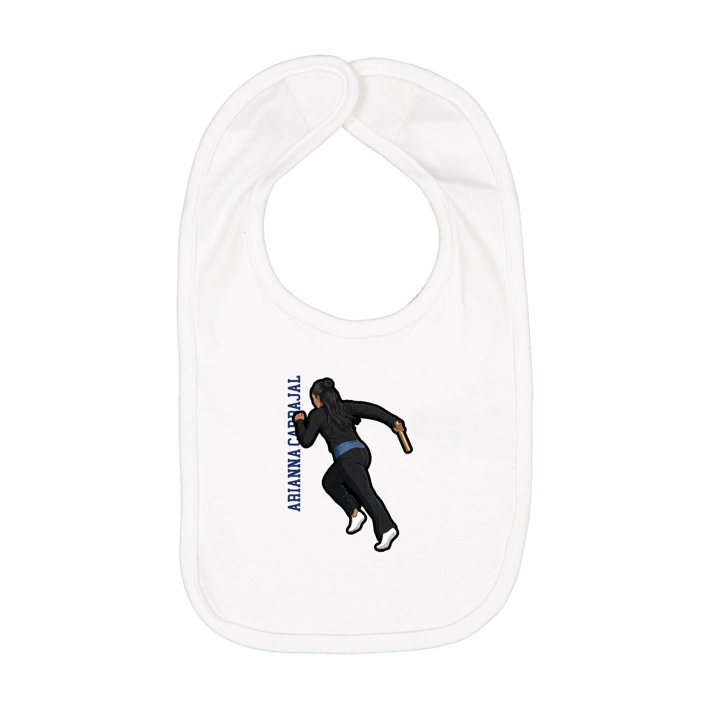 Infant Bib — Name Vertical in White