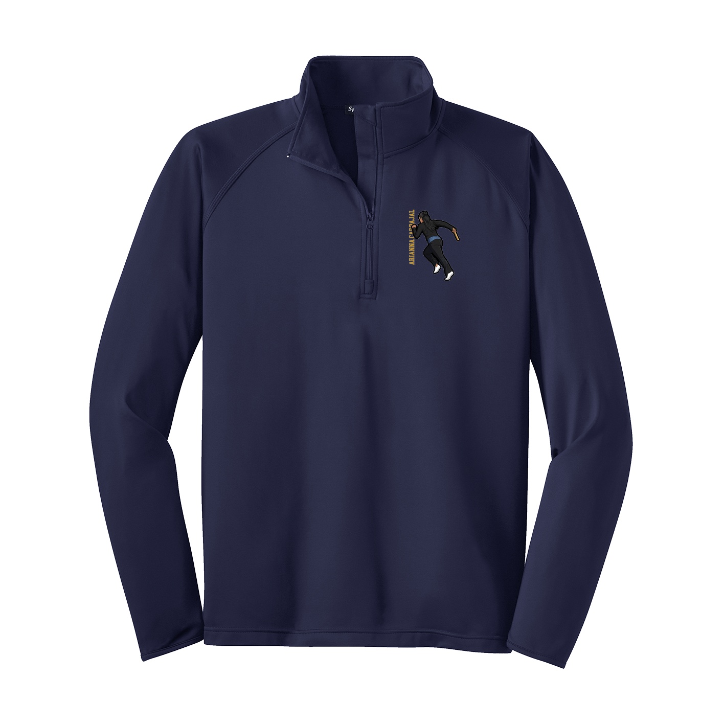 Q-Zip Pullover — Name Vertical in Navy
