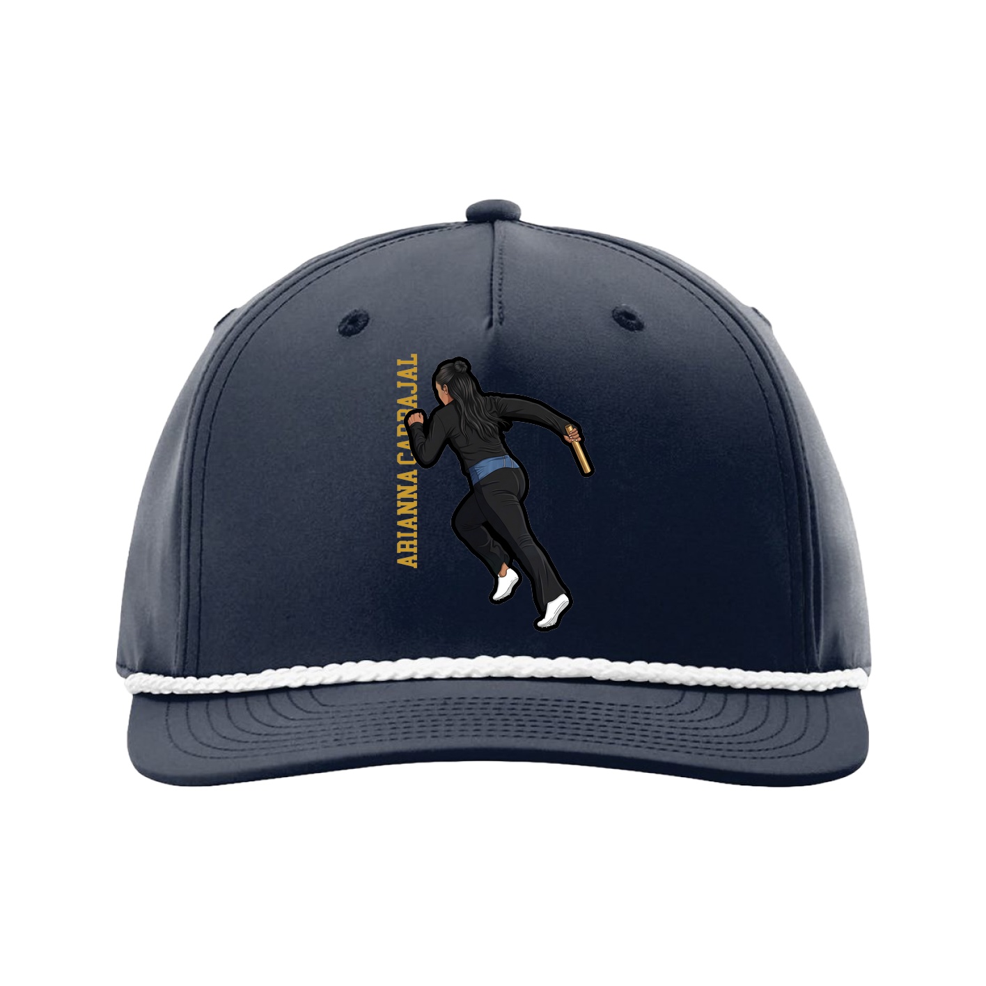 Five-Panel Classic Rope Cap — Name Vertical in Navy